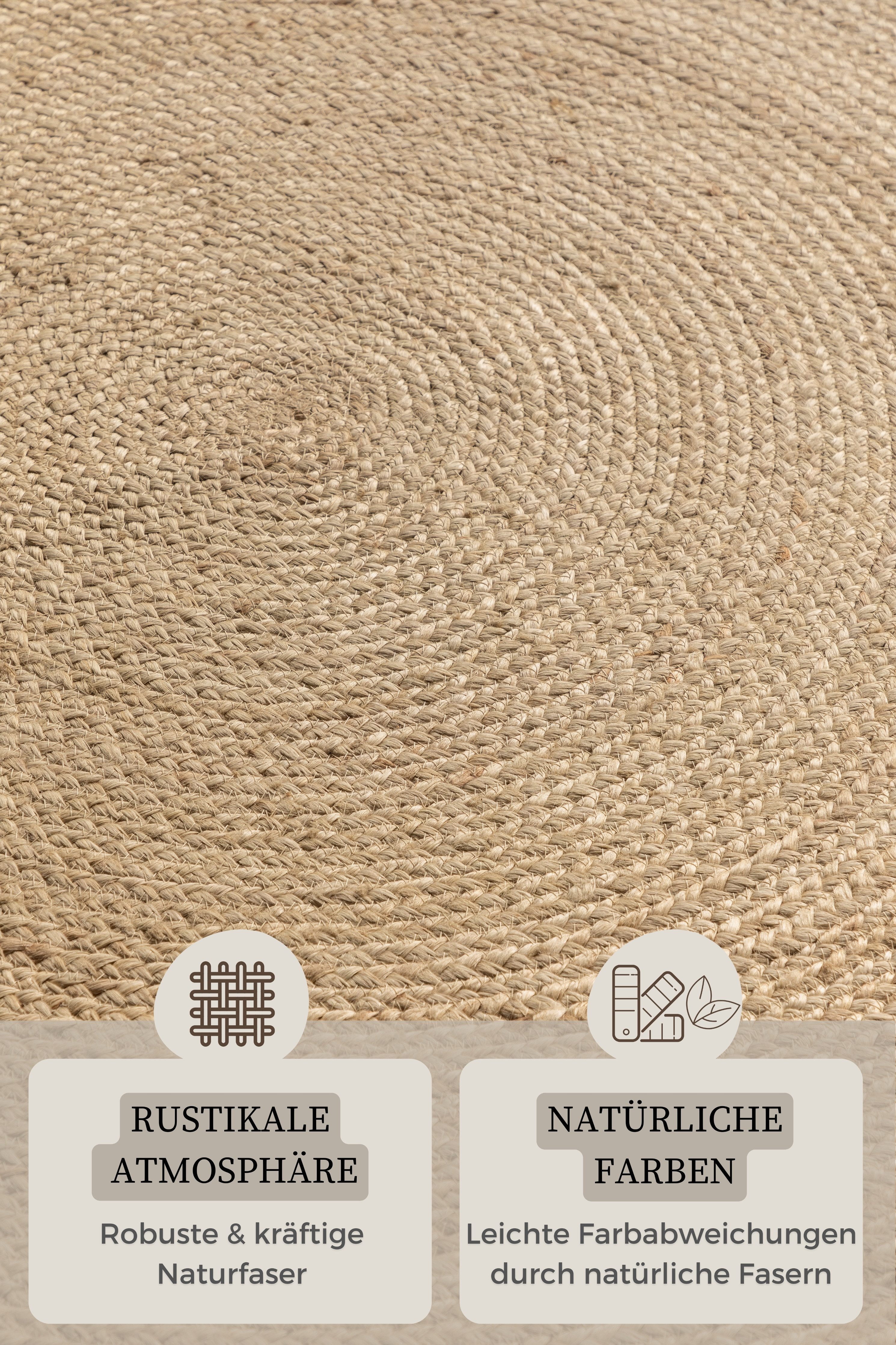 HANSE Home Vloerkleed Rangpur jute tapijt Handgeweven, 100% jute, natuurlijk, woonkamer, hal, boho, scandi