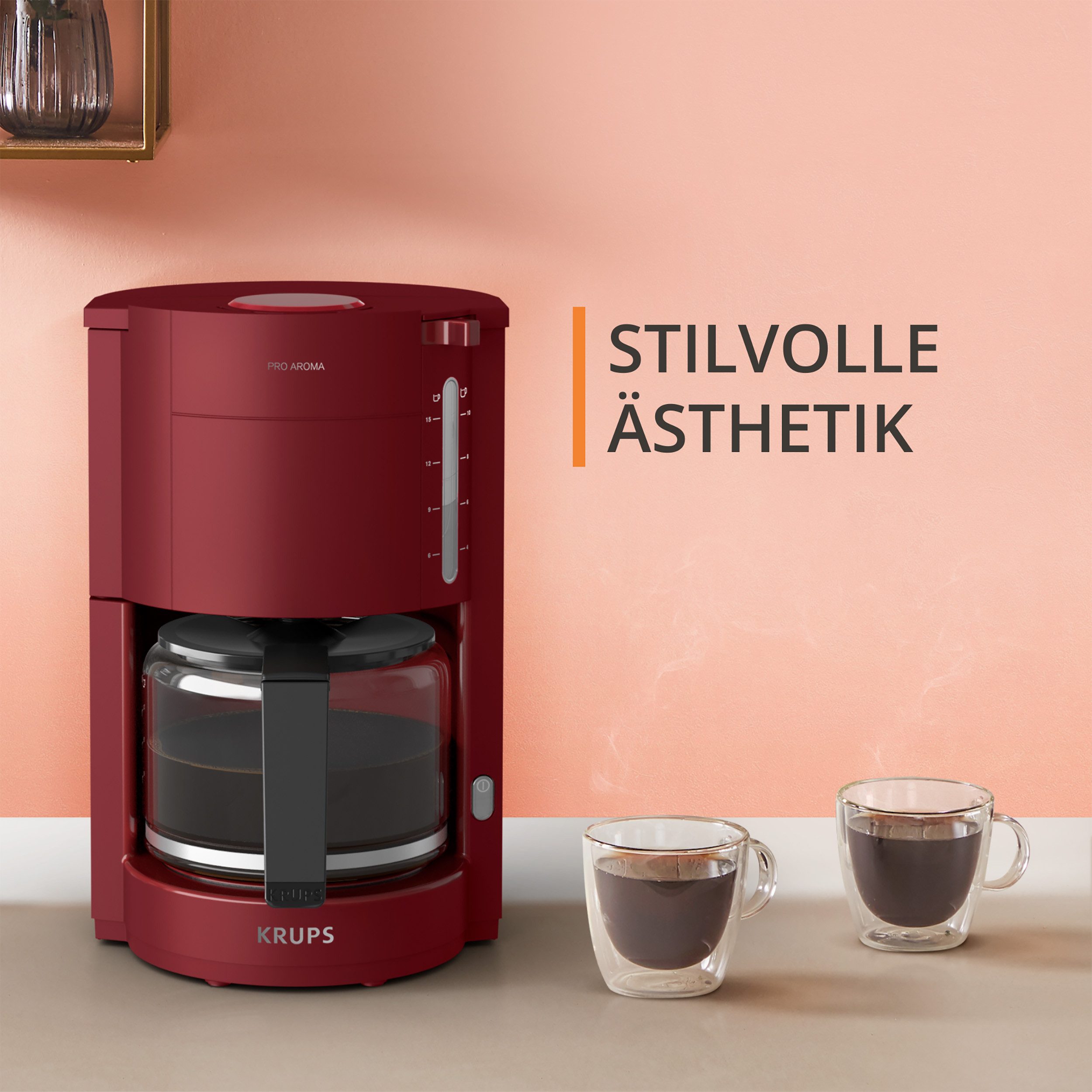 Krups Filterkoffieapparaat F30908 Pro Aroma, met glazen kan, 1,25l capaciteit, 10-15 kopjes, 1050w, zwart