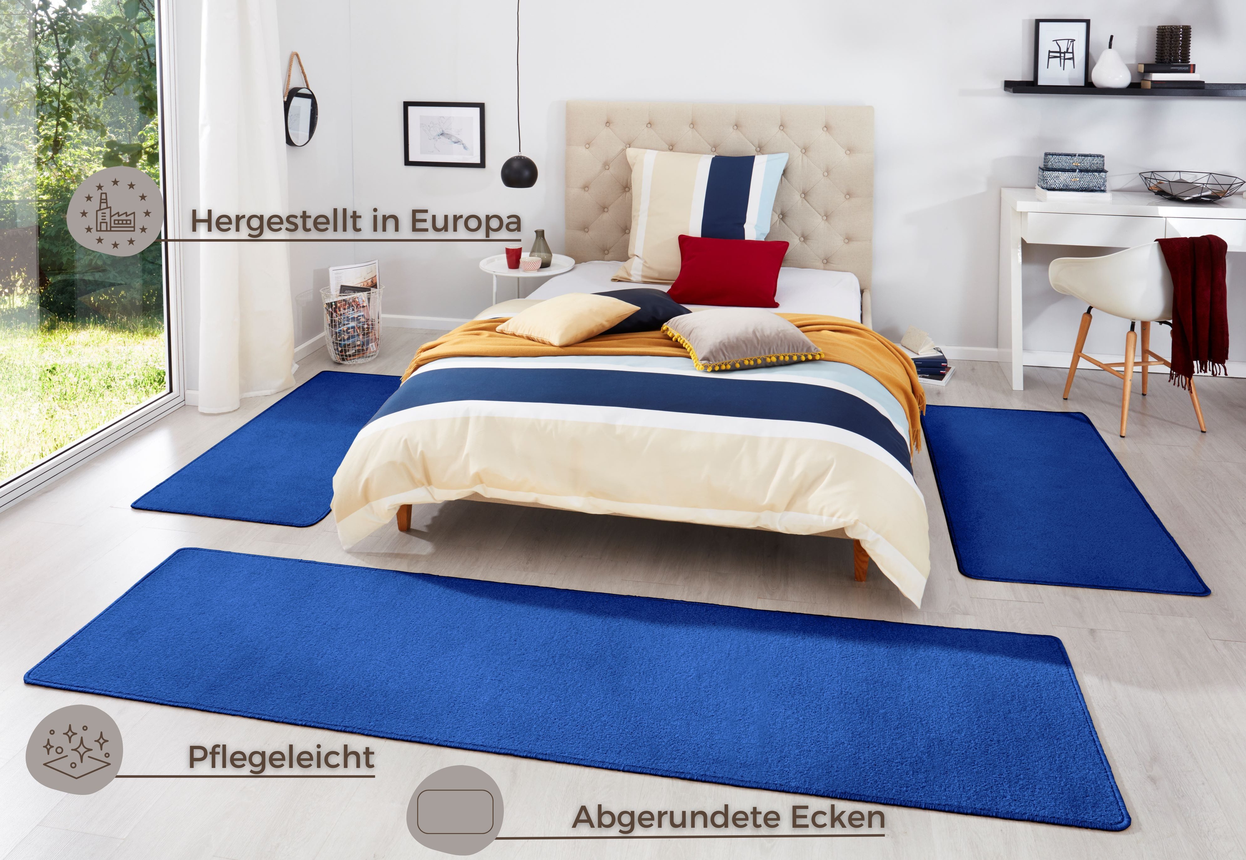 HANSE Home Set slaapkamerkleedjes Fancy Unikleur, slaapkamerkleed, 3-delige loperset voor de slaapkamer
