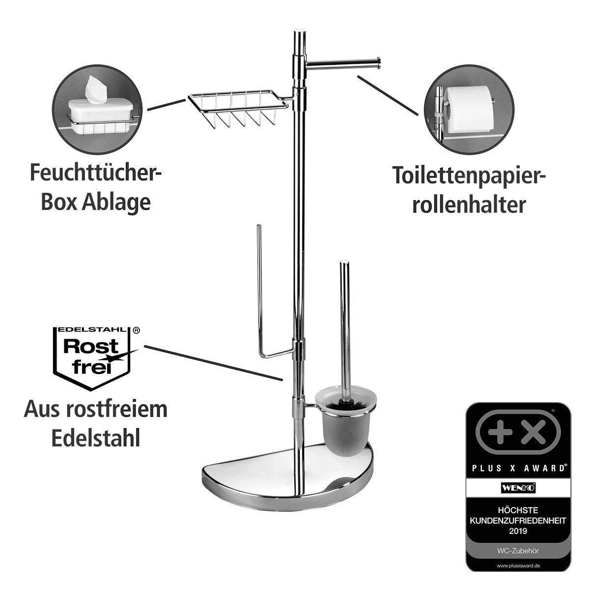 WENKO Toiletset Ruimtebesparend wonder met houder voor reserverollen en vochtige doekjes