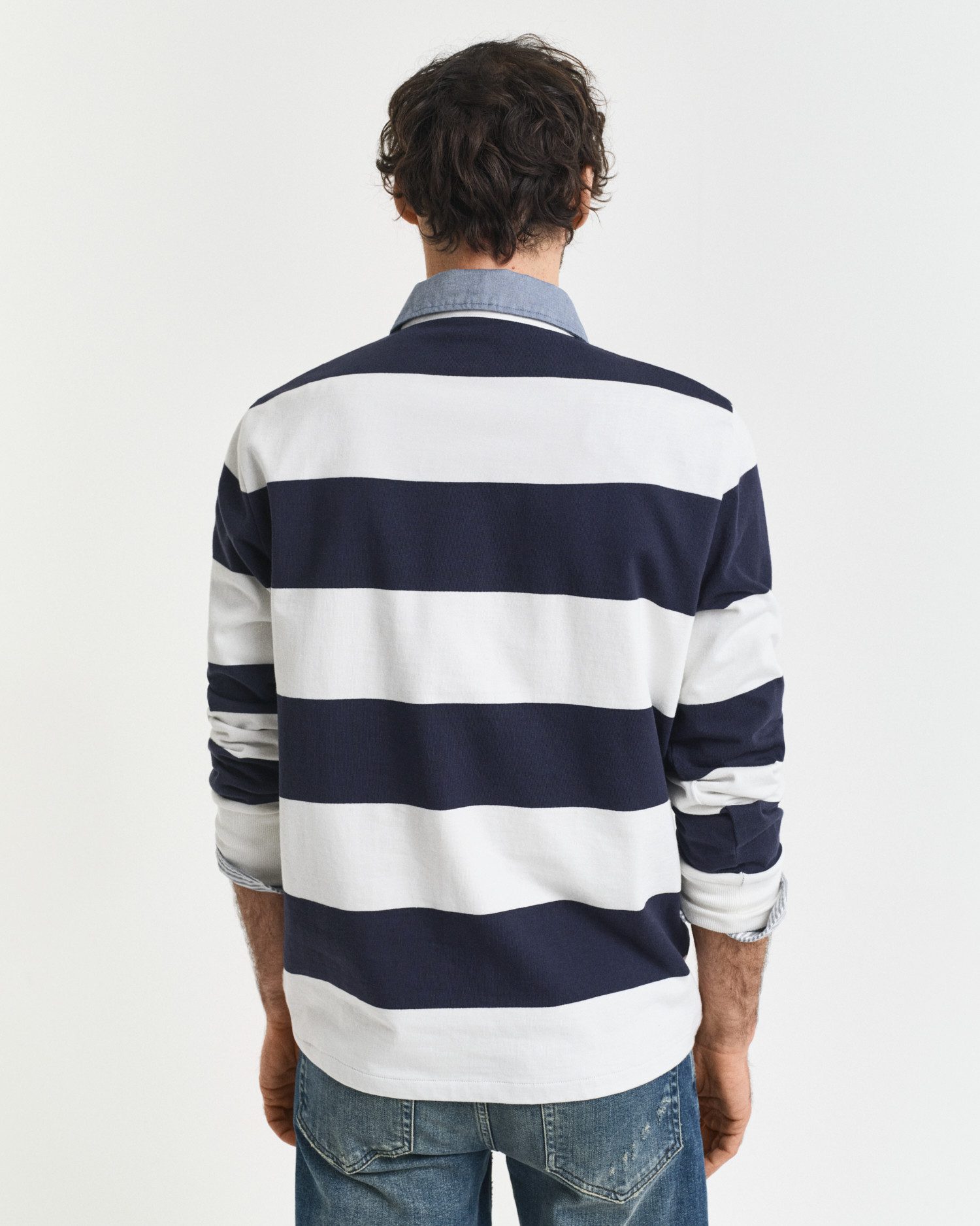 Gant Poloshirt met lange mouwen REG CHAMBRAY STRIPE HEAVY RUGGER