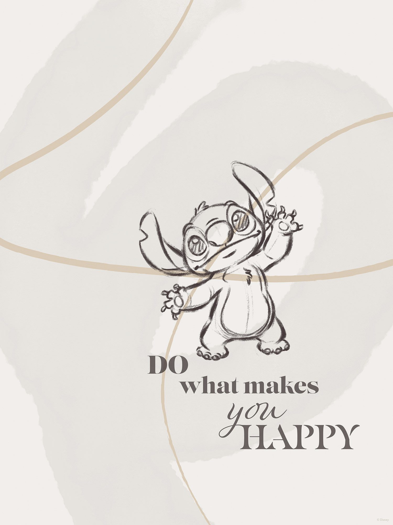 Komar Artprint Disney Lilo and Stitch Do What Makes You Happy 300 x 280 cm (breedte x hoogte) - behang, vlies, woonkamer, slaapkamer (1 stuk)
