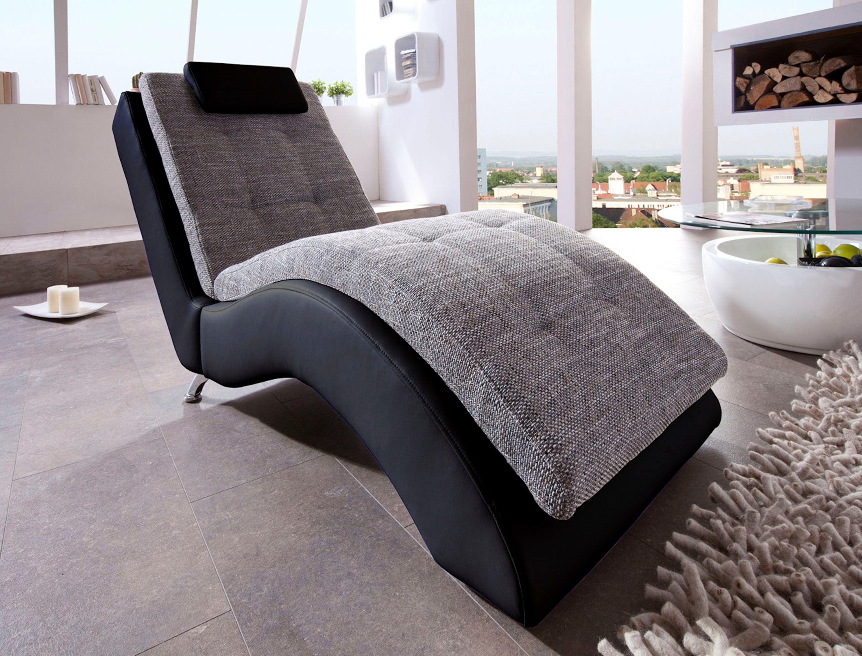 Home affaire Relaxstoel Vengo2 met hoofdkussen, matten-look op romp ligfauteuils zwart
