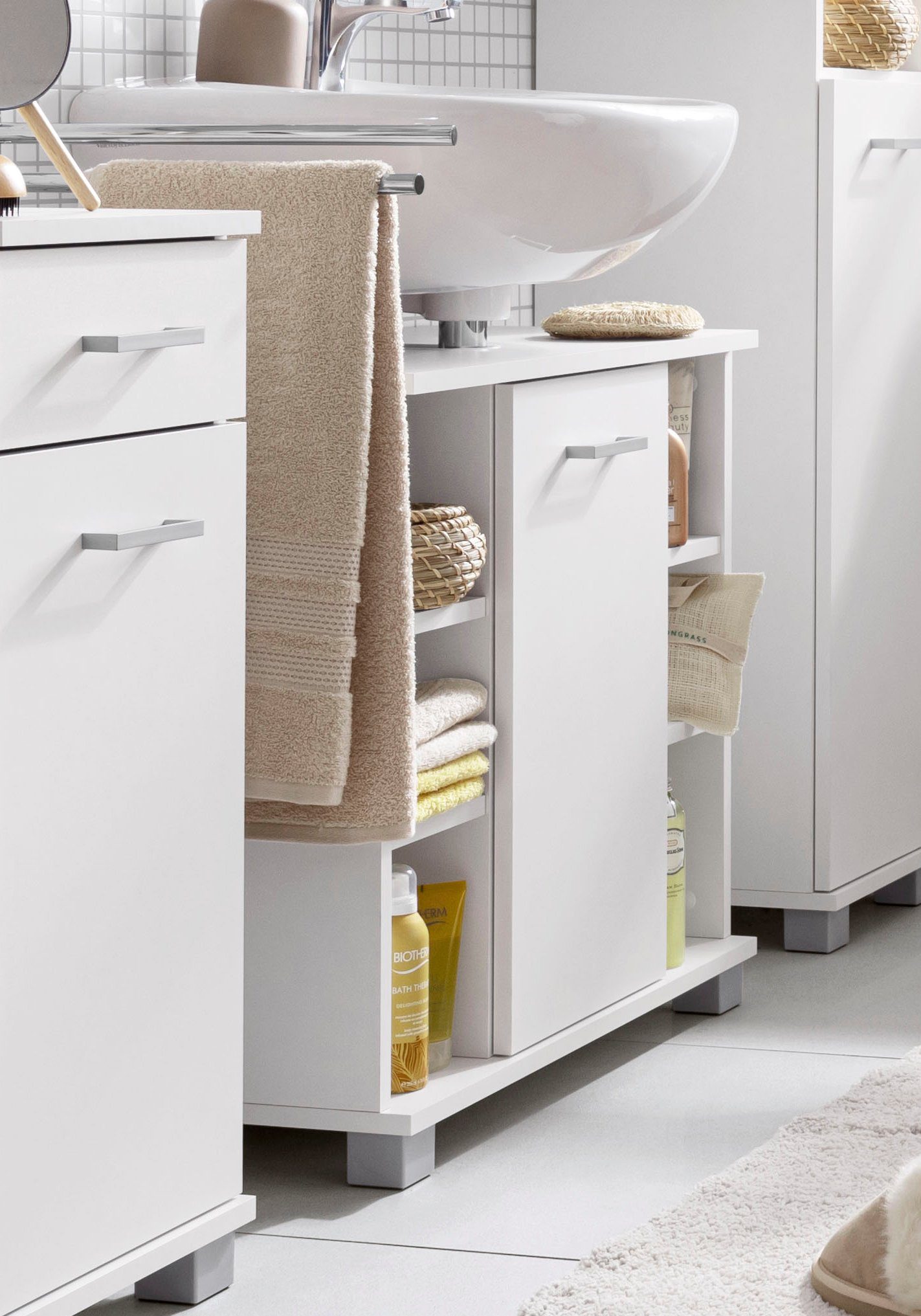 Schildmeyer Wastafelonderkast Mobes, Made in Germany Breedte x hoogte: 65,1x62,4 cm, badkamerkast met deur en schappen