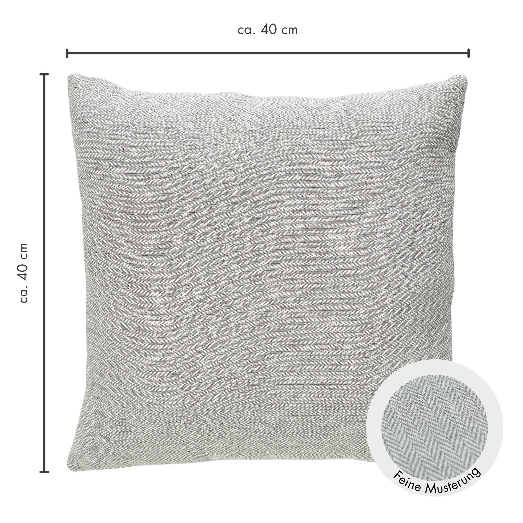 Andiamo Sierkussen Jenny Sierkussen, visgraatpatroon, vierkant, 40x40 cm, kussenhoes met vulling (1 stuk)