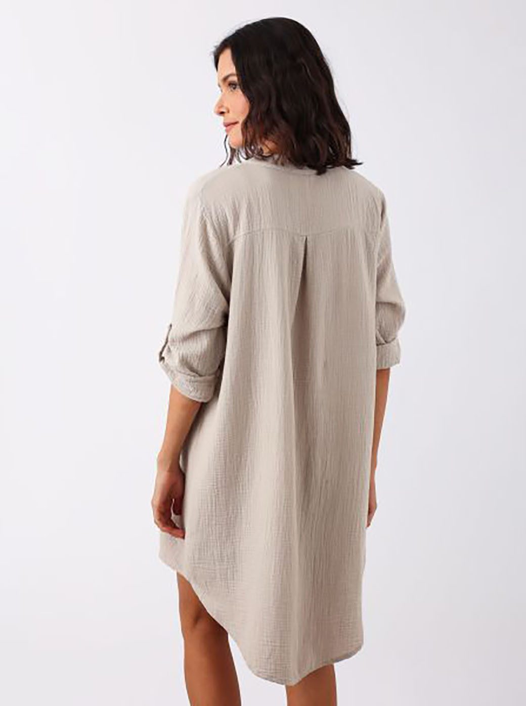 Zwillingsherz Blouse met korte mouwen Tuniek "Rom" met verlengde rugpartij, v-halslijn en opgerolde mouwen