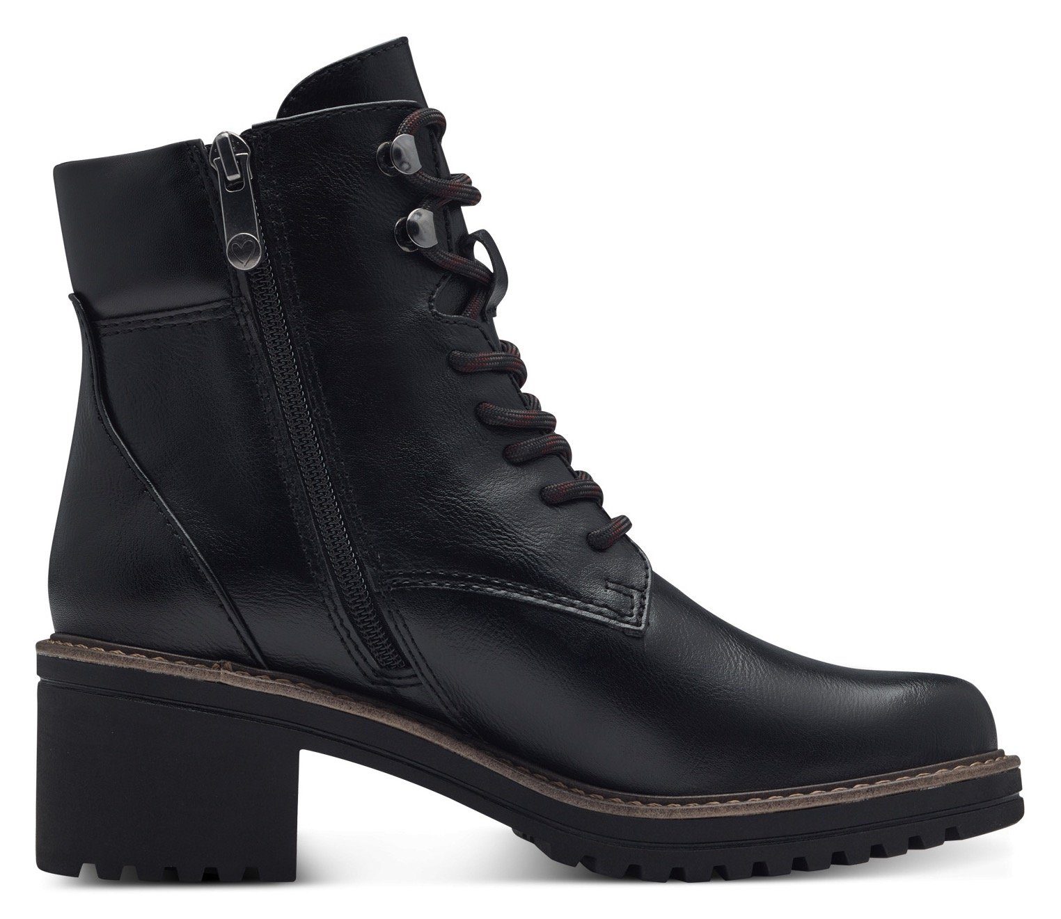 Marco Tozzi Veterlaarsjes blokhak, veterschoenen, vegan verwerking, binnenrits