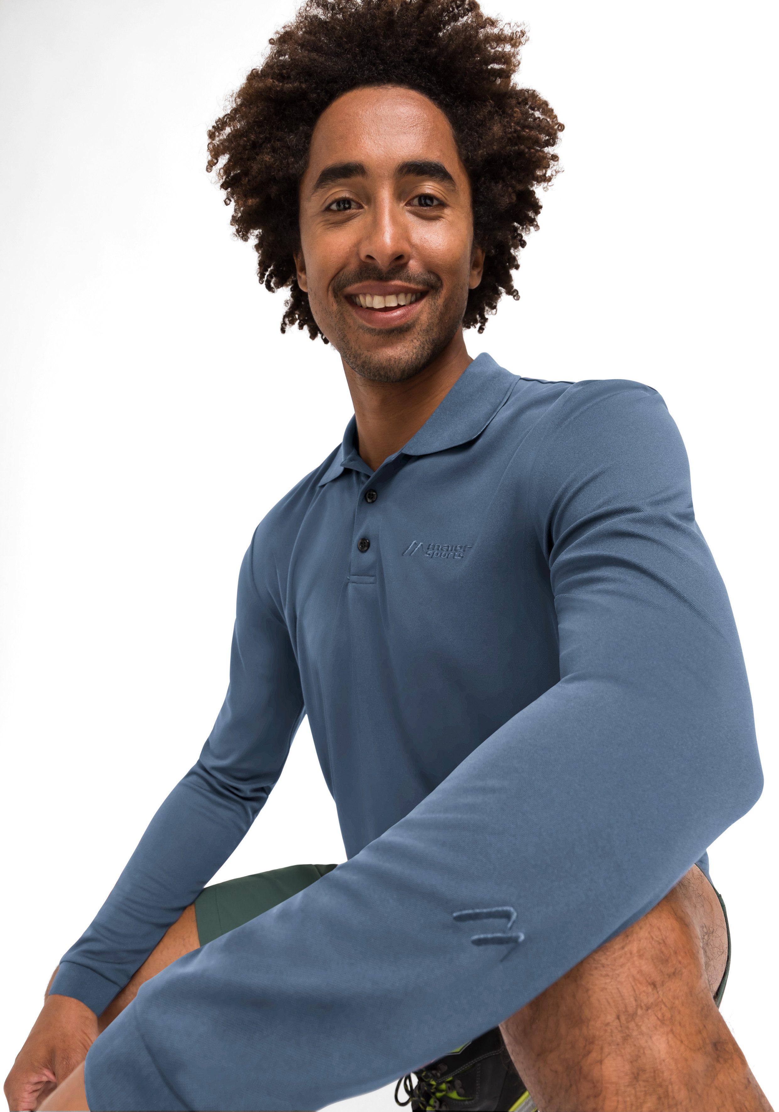 Maier Sports Poloshirt Ulrich L/S Heren functioneel shirt, lange mouw vrijetijdsshirt met overhemdkraag, regular fit