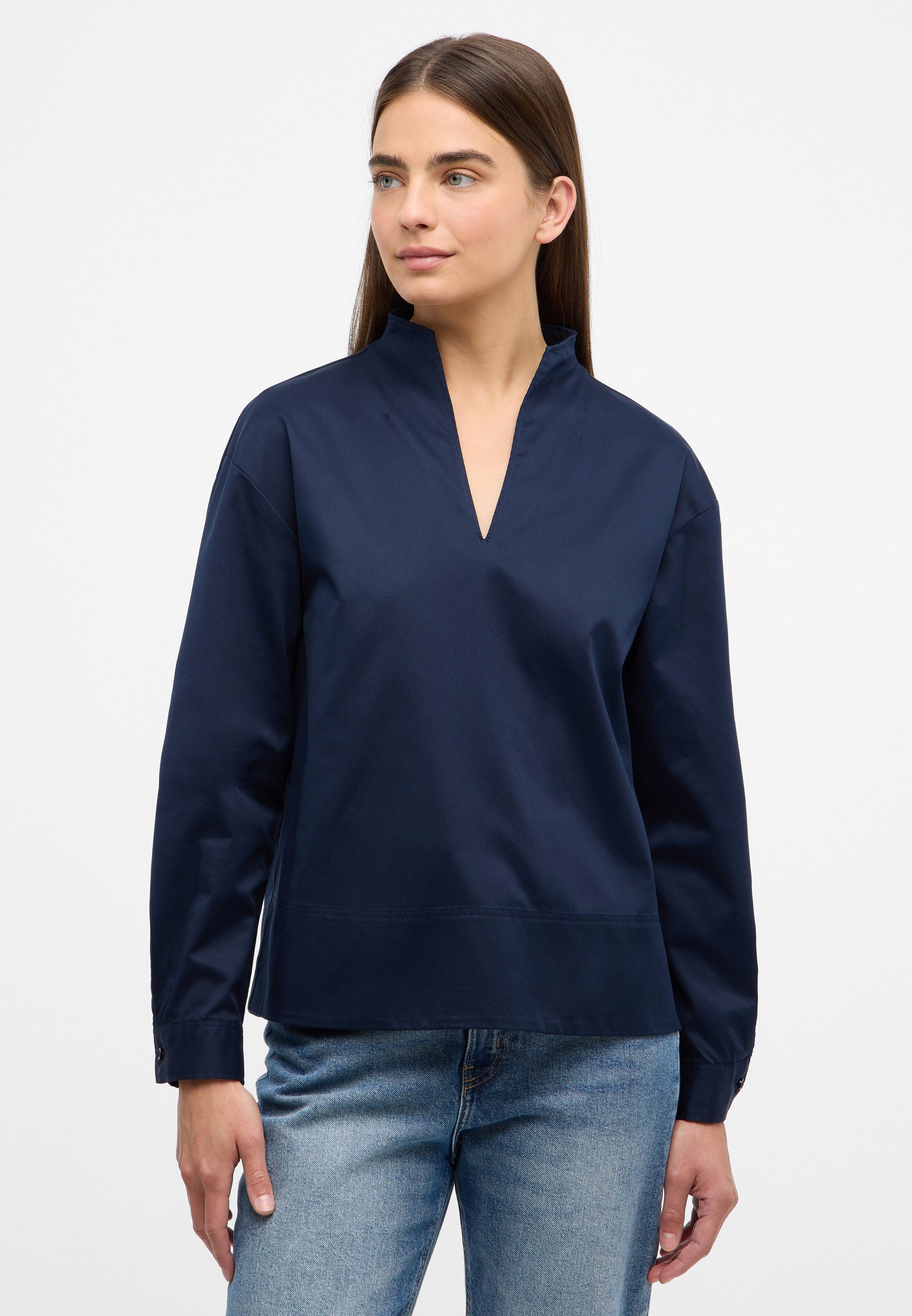 Eterna Lange blouse Oversized fit EASY IRON (gemakkelijk te strijken) dames lange blouses maat 36 blauw