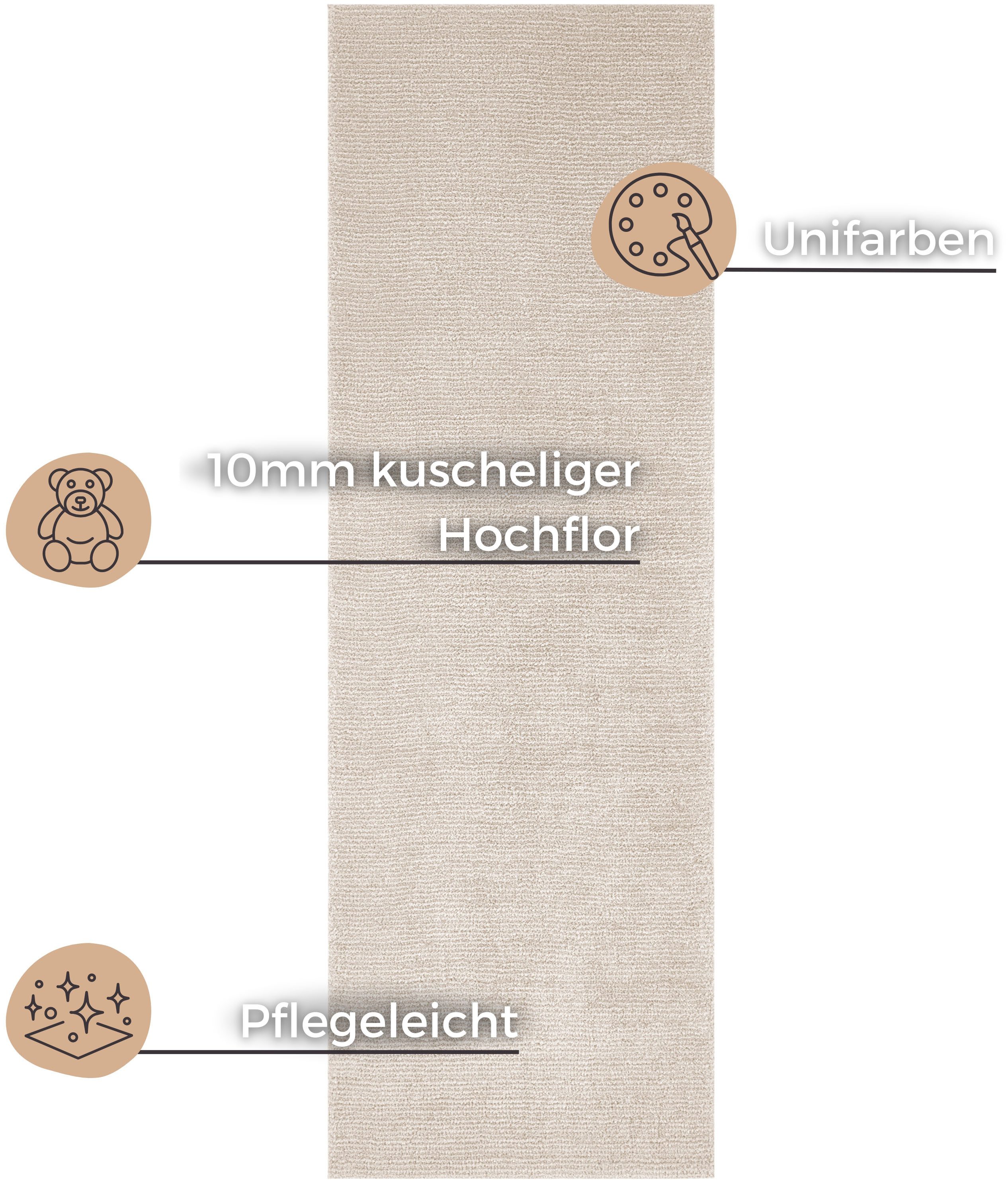 HANSE Home Vloerkleed Supersoft Kortpolig, loper modern, effen, woonkamer, slaapkamer