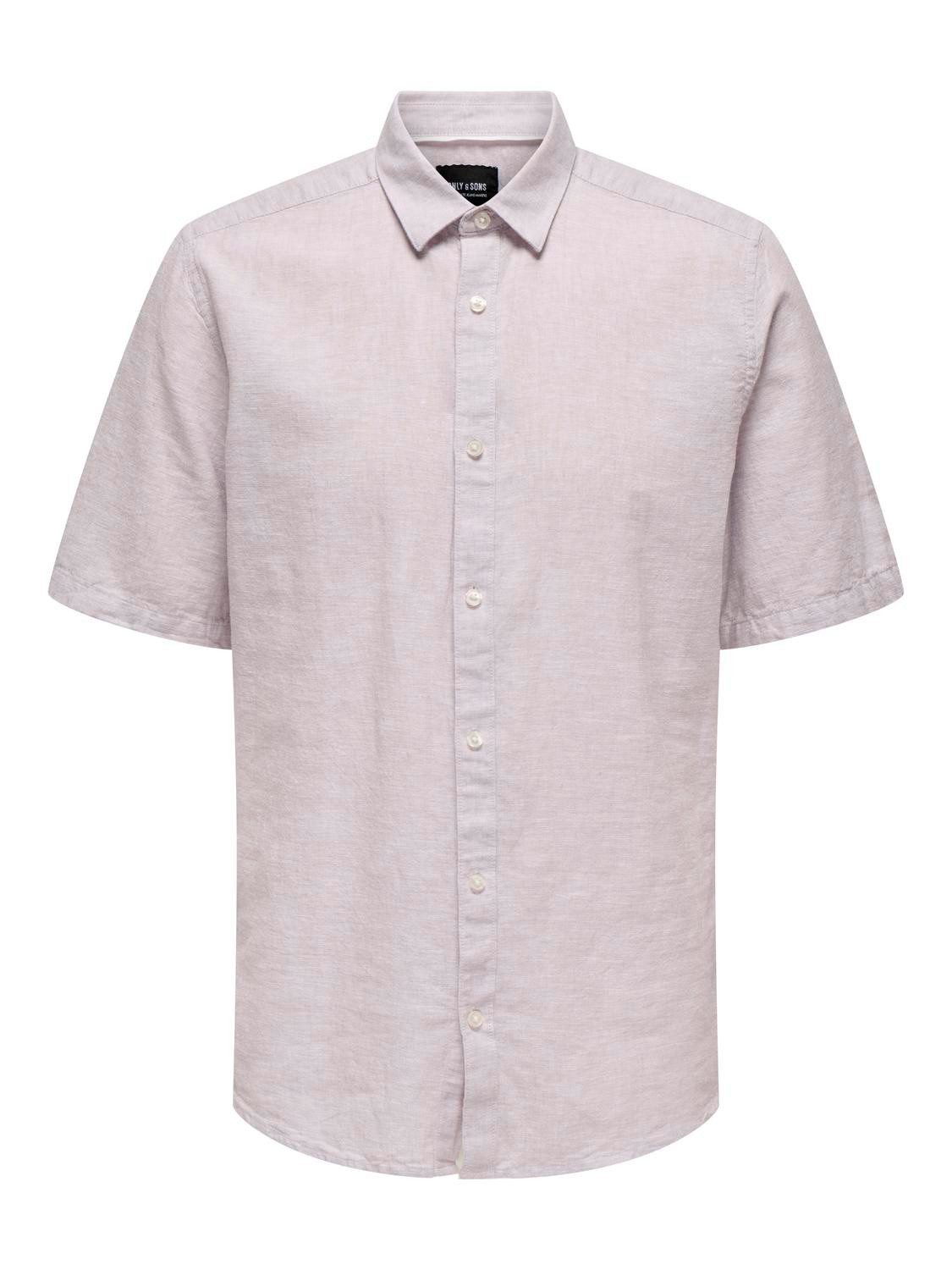 ONLY & SONS Overhemd met korte mouwen ONSCAIDEN SS SOLID LINEN SHIRT NOOS