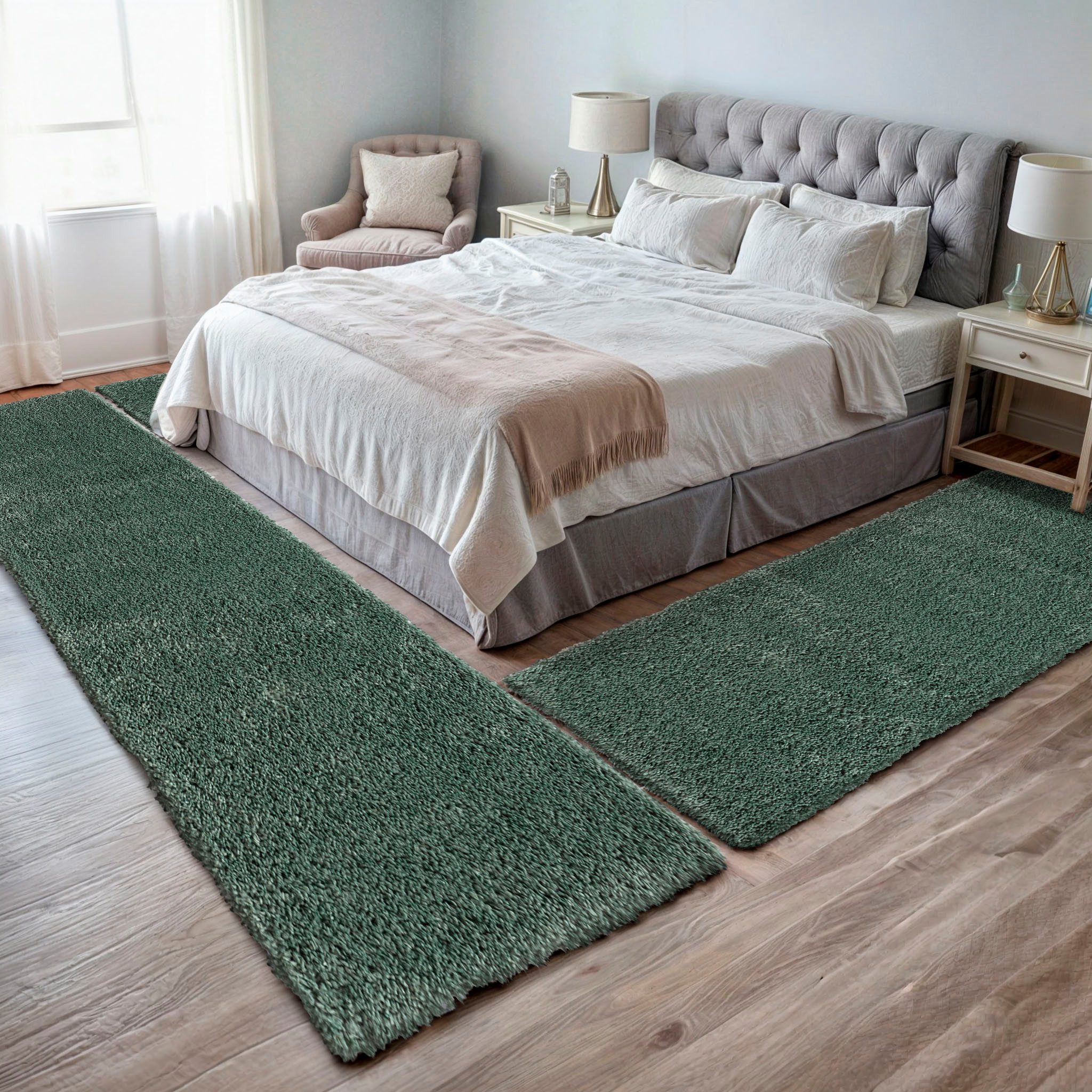 my home Set slaapkamerkleedjes met hoge pool Banji Uni-kleuren, zacht en fluffy, ook als loper en in rond verkrijgbaar bedvloerkleden maat 1 stuk x