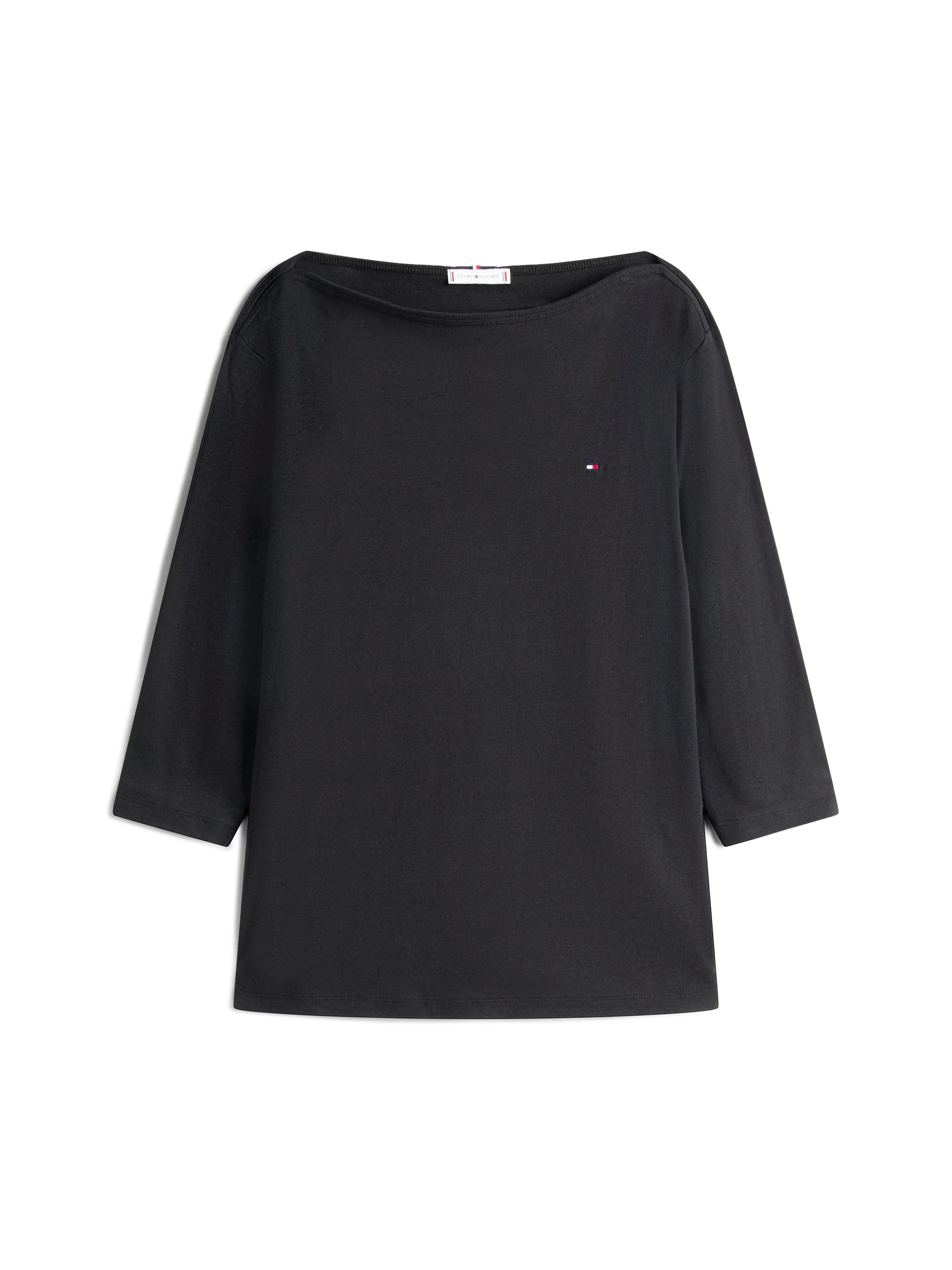 Tommy Hilfiger Curve T-shirt CRV SLIM CODY BOAT-NK 3/4SLV in grote maten, 3/4 mouwen, logoborduring
