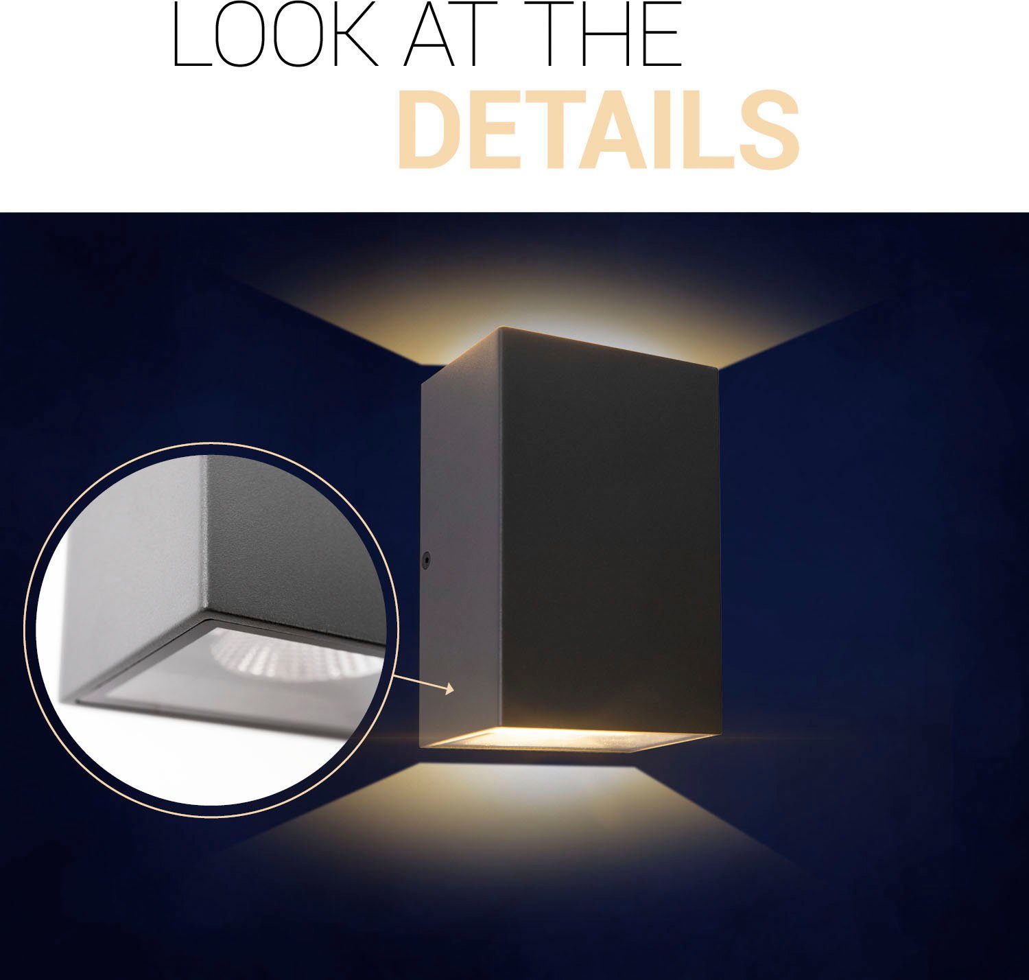 Paco Home Wandlamp EMMA LED 3000K binnen- en buiten tuin up down buitenlamp IP 54