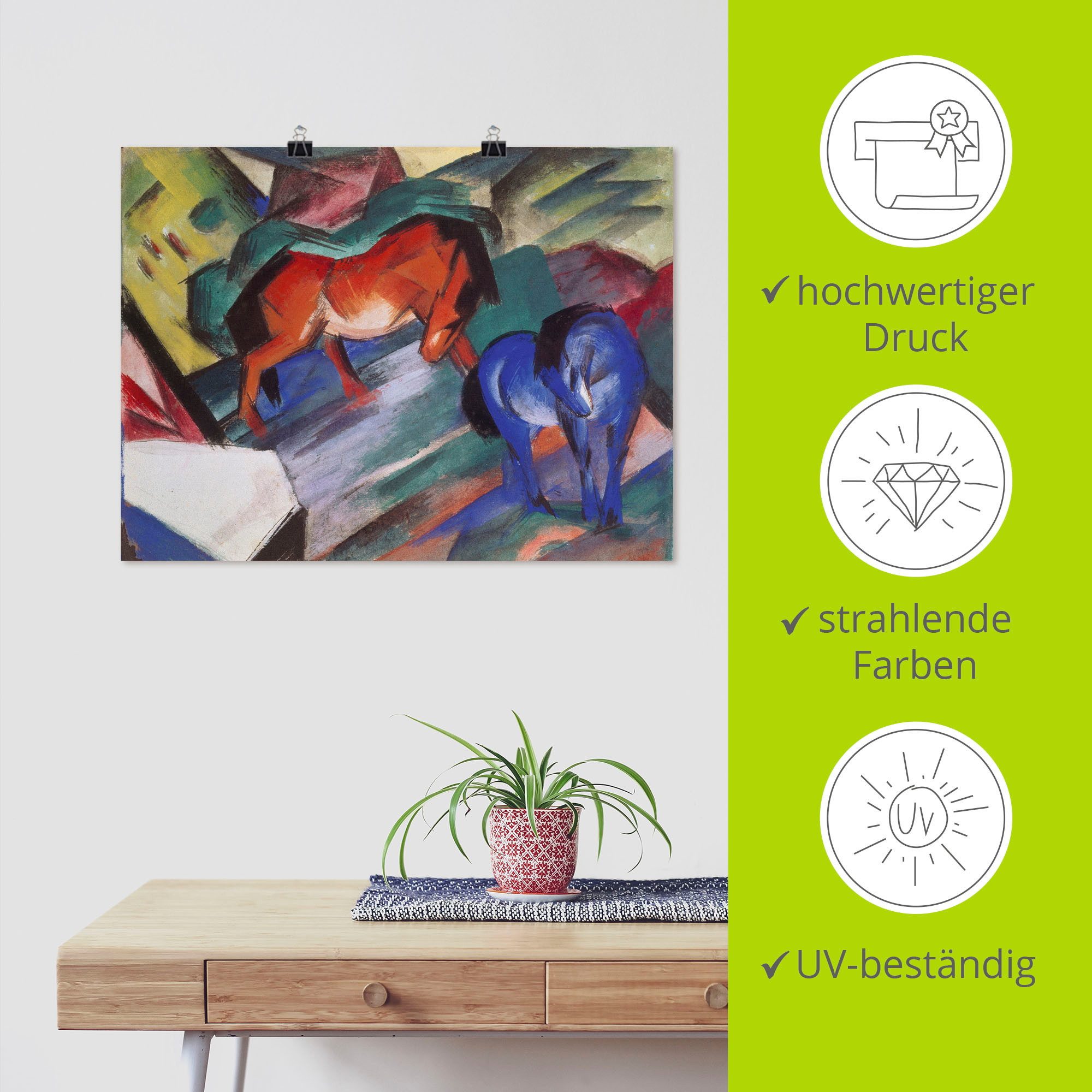 Artland Artprint Rood en blauw paard. 1912 als poster, muursticker in verschillende maten