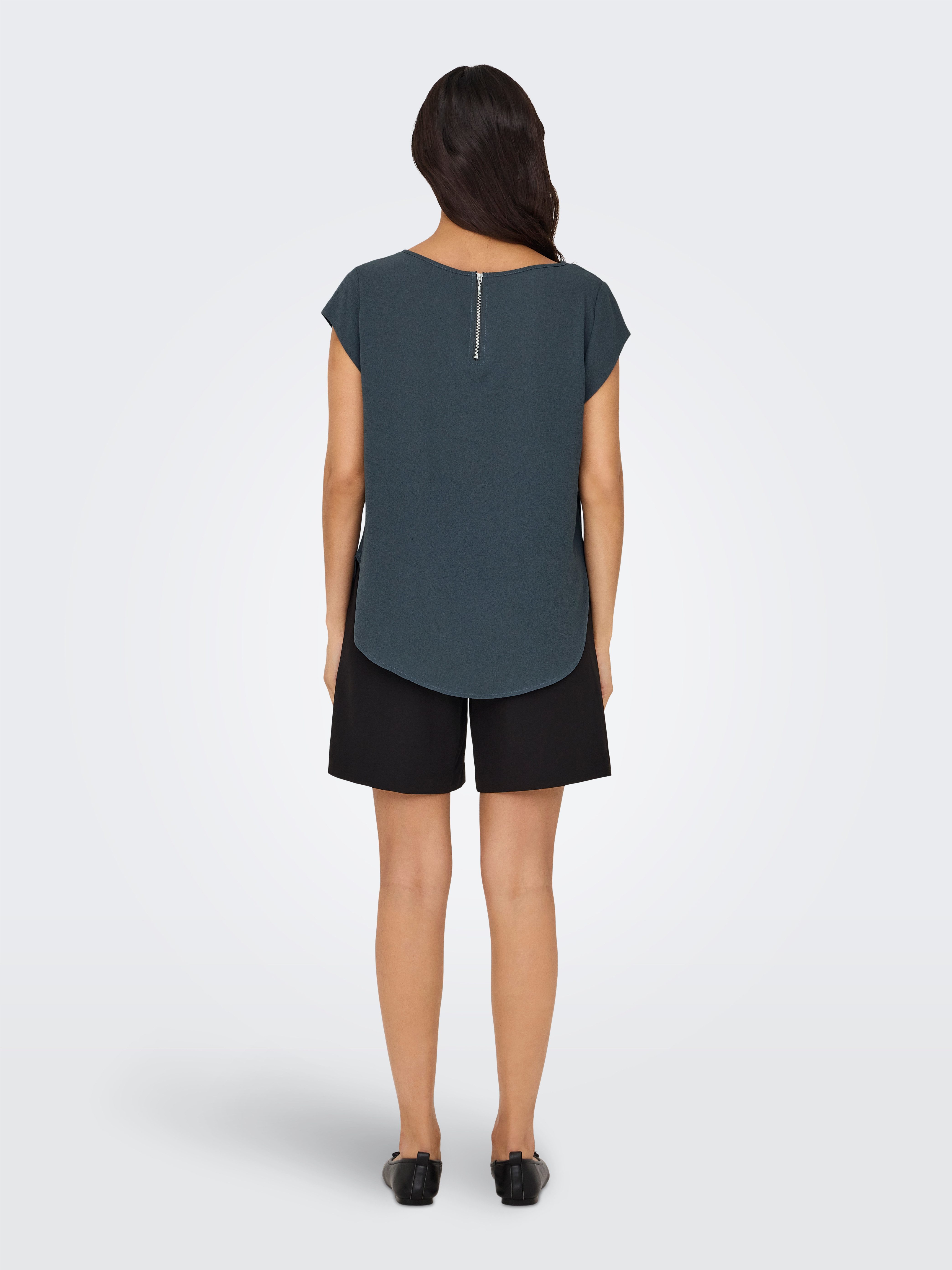 Only Blouse met korte mouwen ONLVIC S/S SOLID TOP NOOS PTM