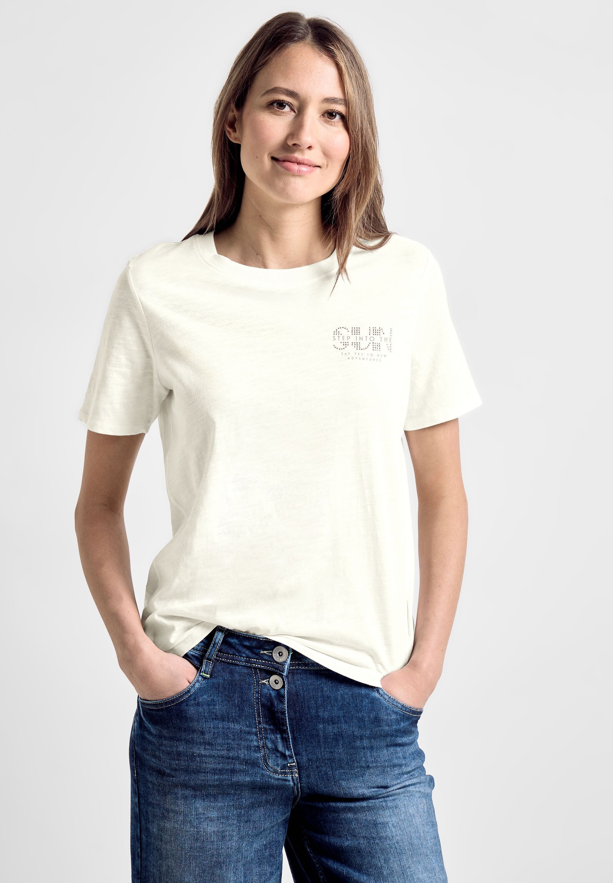 Cecil Shirt met korte mouwen met print op de borst