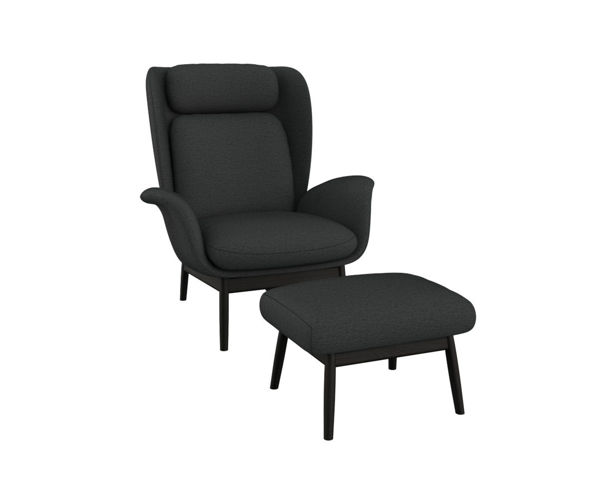 FLEXLUX Oorfauteuil Padova Stijl & comfort, organische vorm, geïntegreerde lendensteun, zwarte voet fauteuils grijs
