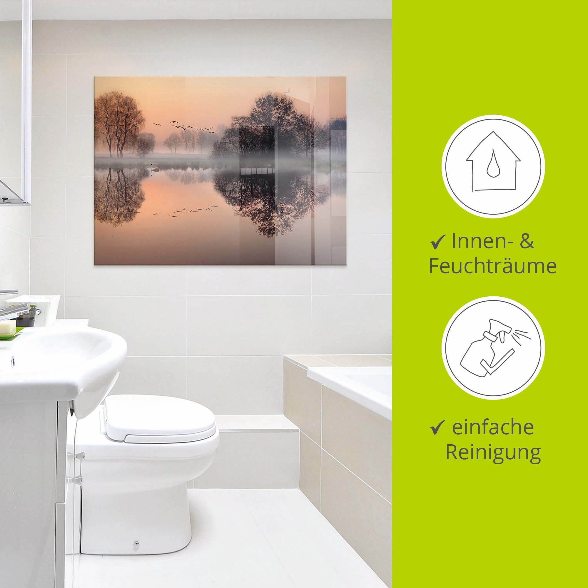 Artland Print op glas Vroege ochtend aan het meer....