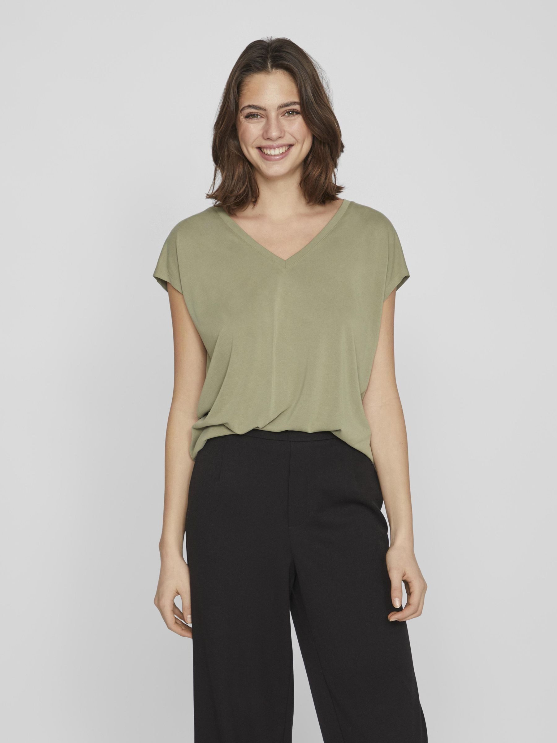 Vila Shirt met V-hals VIMODALA V-NECK S S TOP NOOS