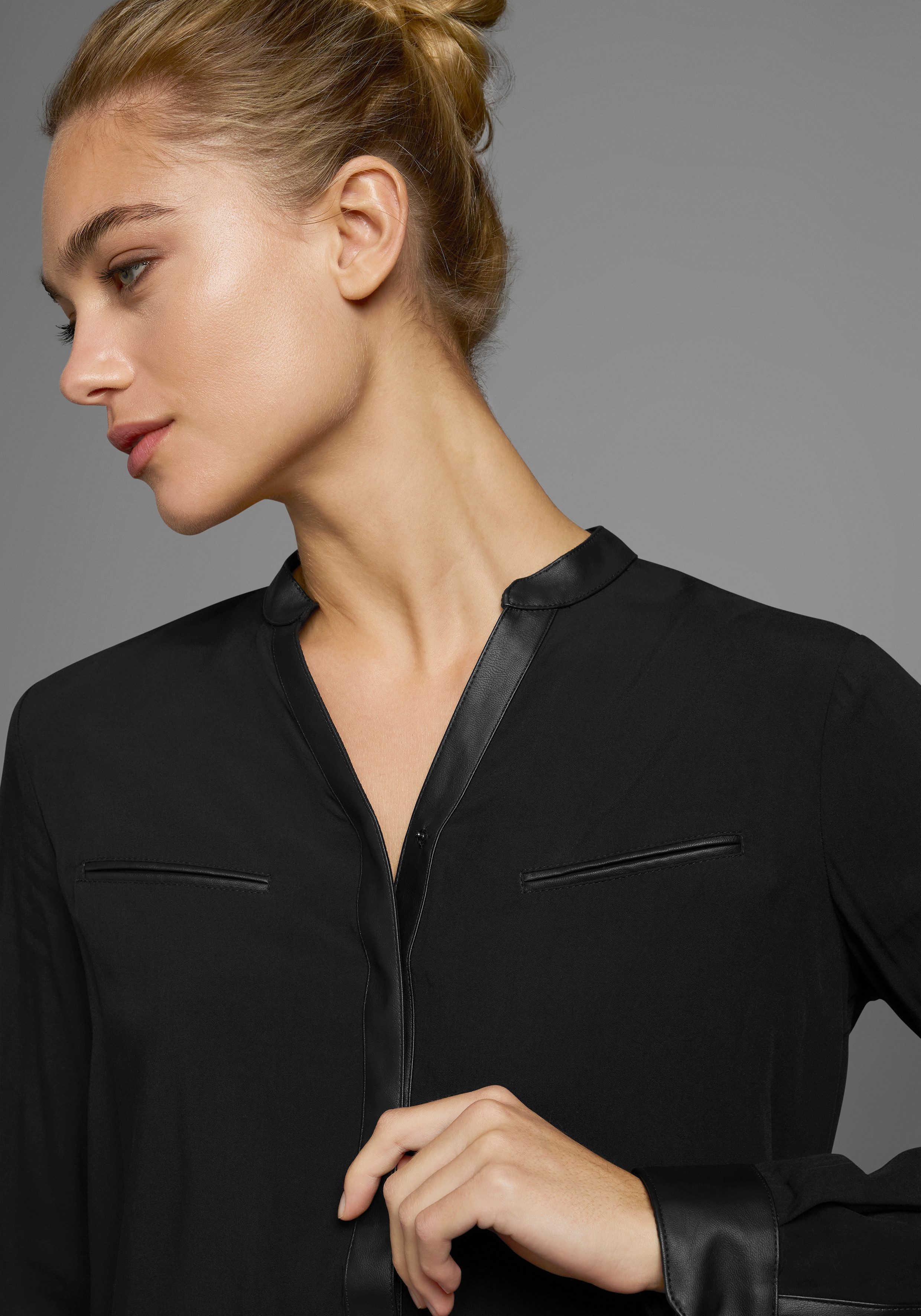 AJC Overhemdblouse met details van imitatieleer