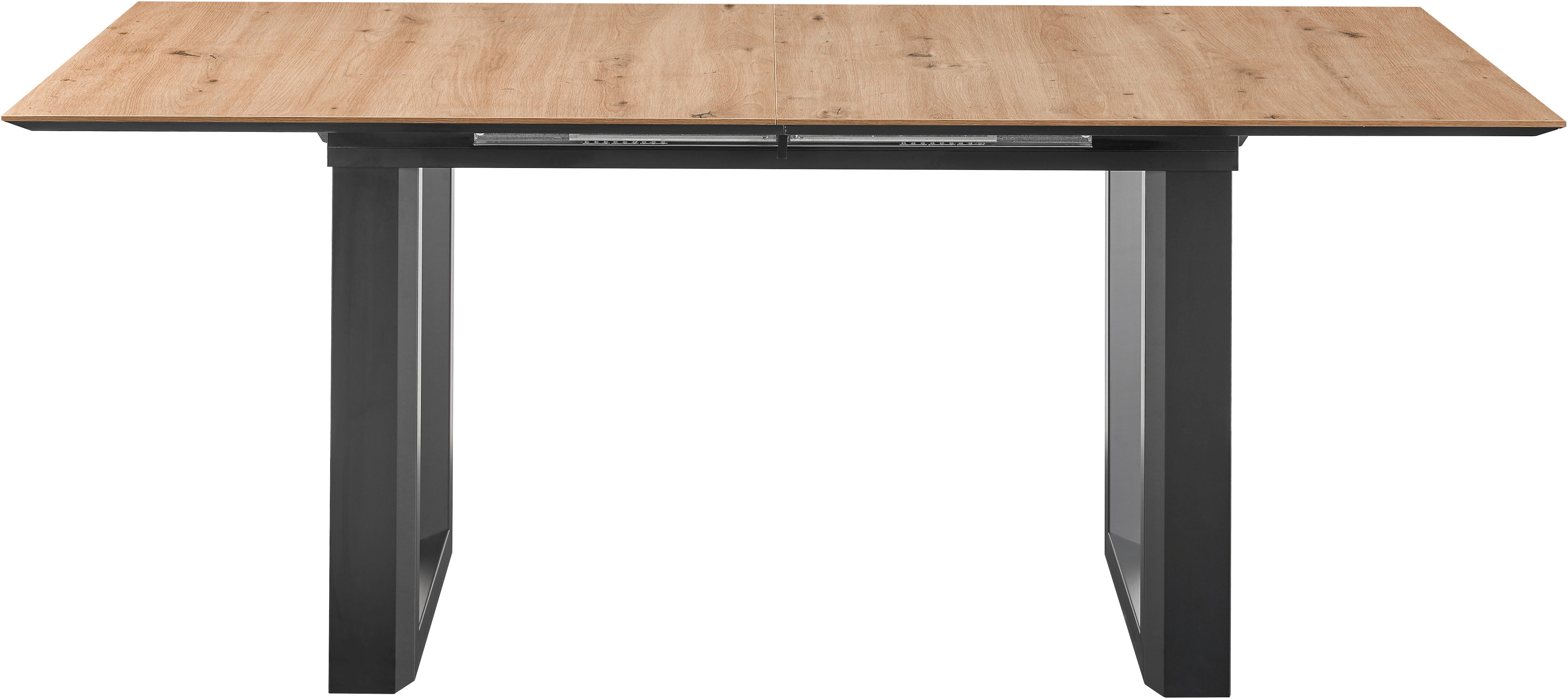 set one by Musterring Eettafel New Atlanta Rechthoekig blad met Zwitserse rand, uitschuifbaar, onderstel in U-vorm eettafels maat 170 cm x 76 cm x 90