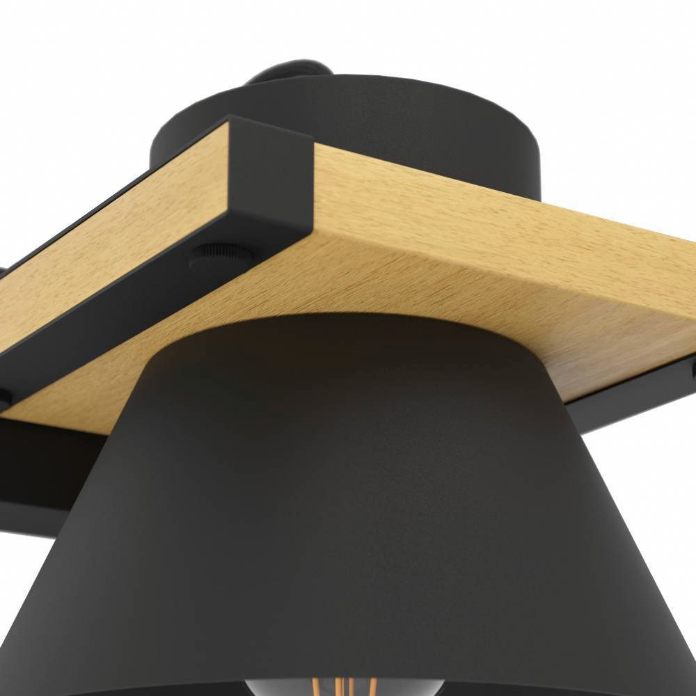 EGLO Wandlamp MACCLES Wandlamp, ganglamp, zwart, metaal en hout, lamp voor wand en plafond (1 stuk)