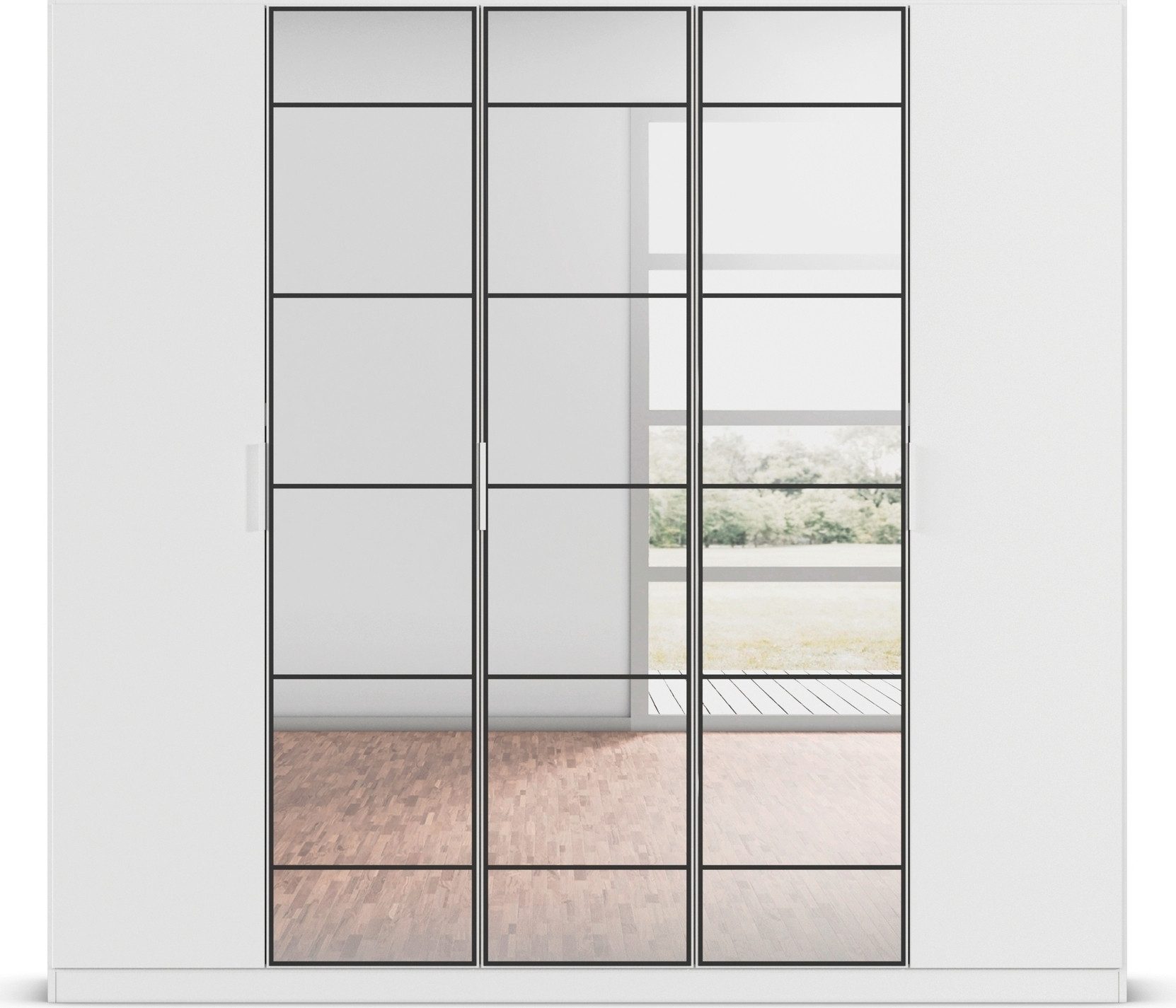 rauch Draaideurkast Kledingkast Kast Garderobe Slaapkamerkast ACERO Middeldeuren met spiegel in moderne loft-look MADE IN GERMANY