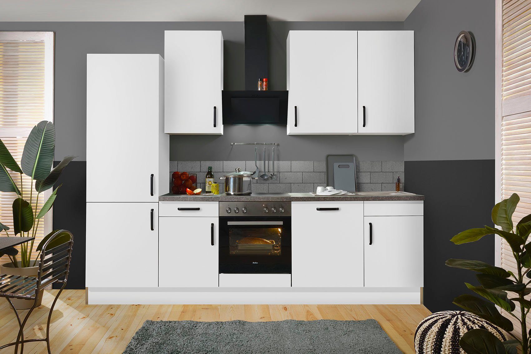 wiho Küchen Keukenblok "Simi", met verstelbare voeten, breedte 280 cm, keuze met elektrische apparaten, soft-close functie in lades & uittrekken