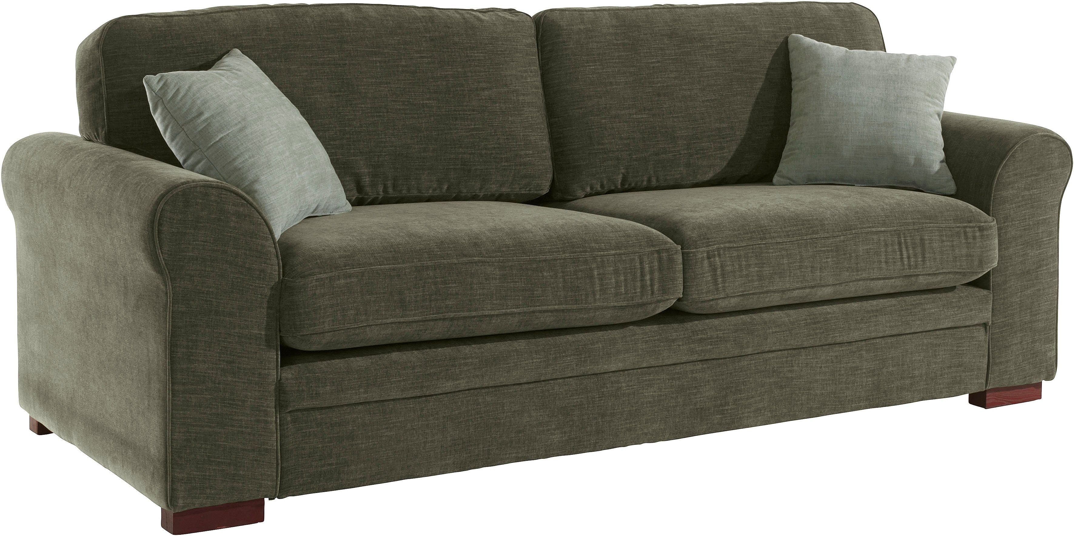 Home affaire 3-zitsbank Broughton zacht zitcomfort, incl. 2 sierkussens, opstaande naad