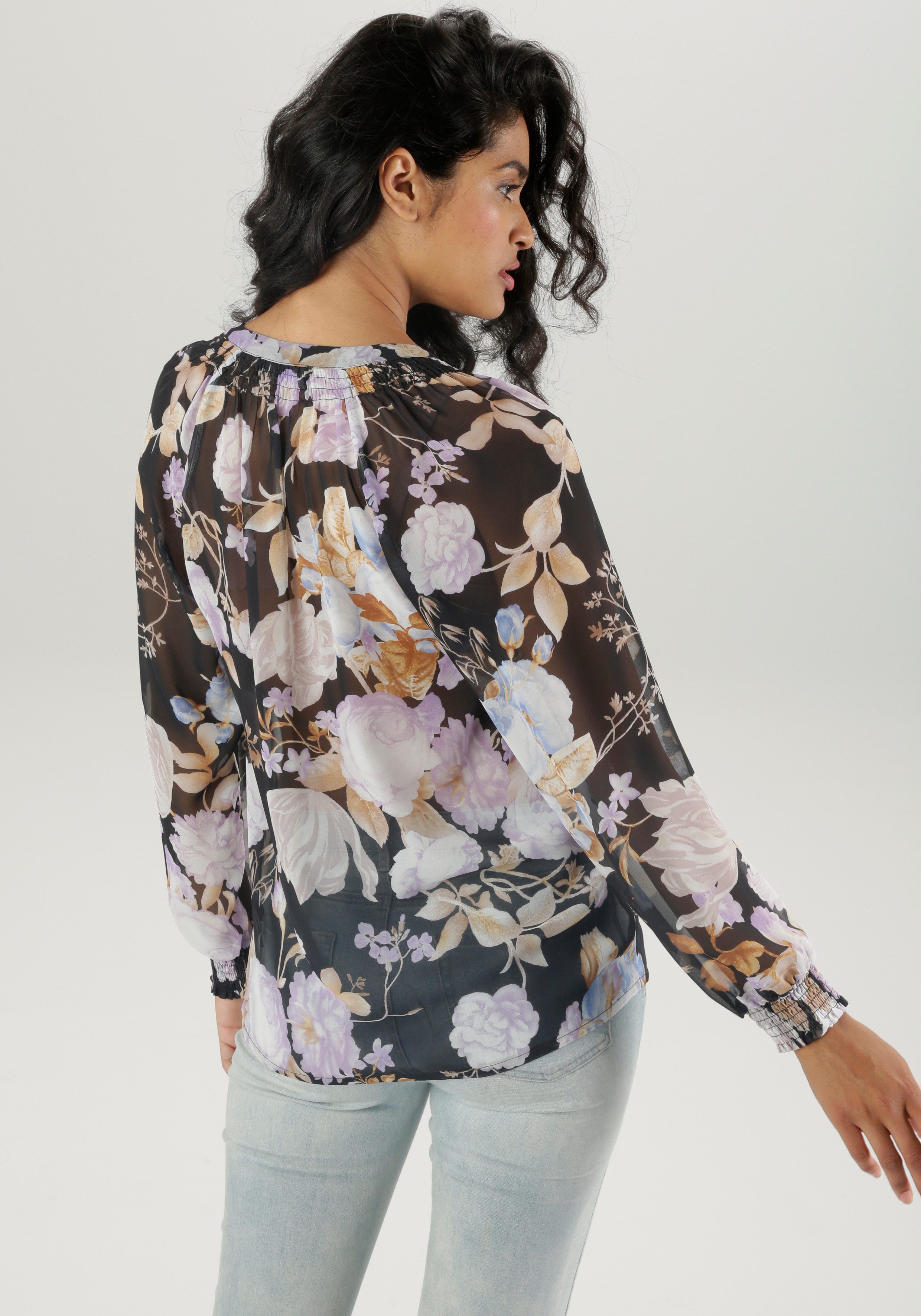 Aniston SELECTED Blouse zonder sluiting met smock aan de halslijn