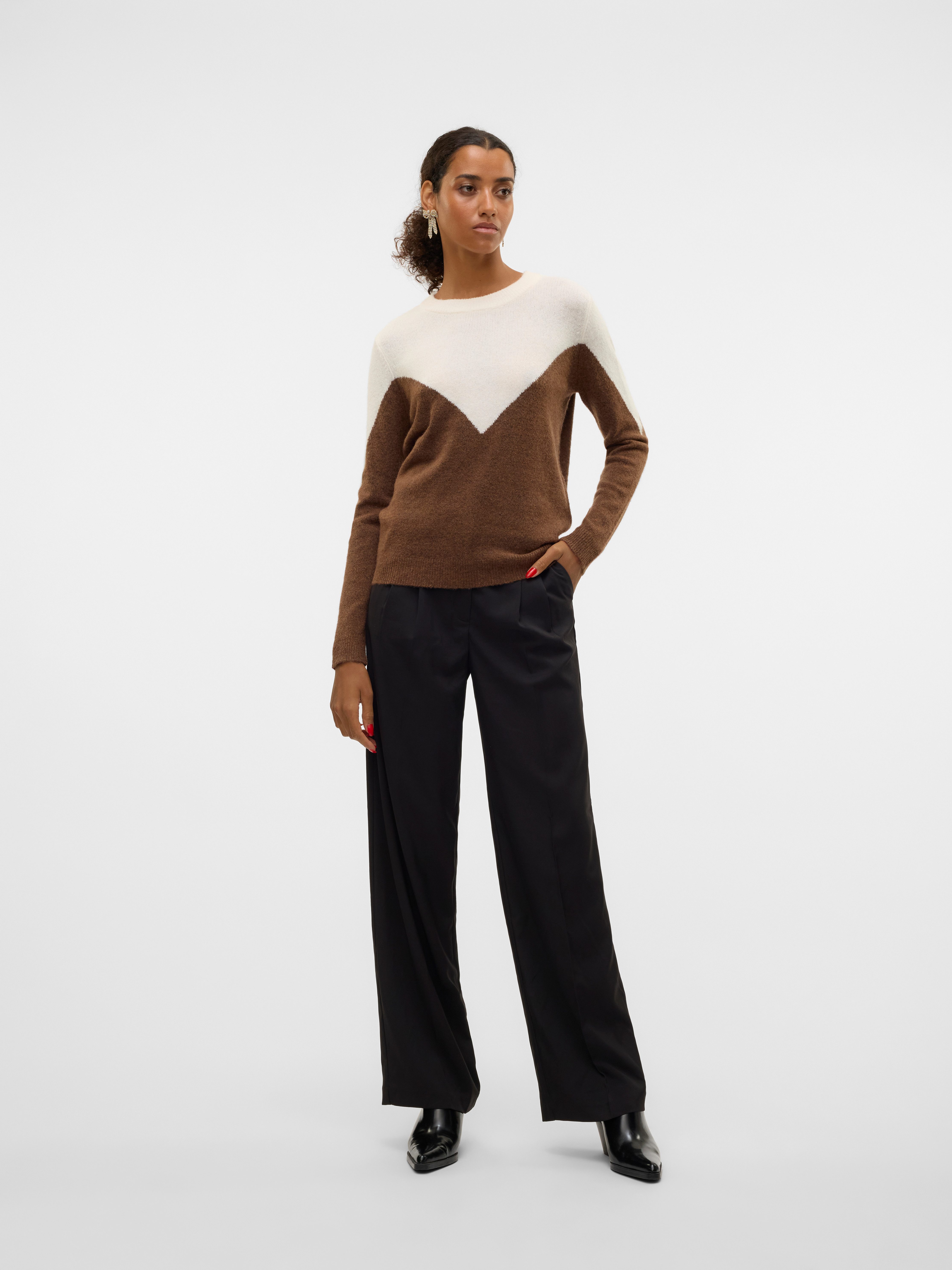 Vero Moda Gebreide trui VMPLAZA LS BLOCK PULLOVER GA BOO