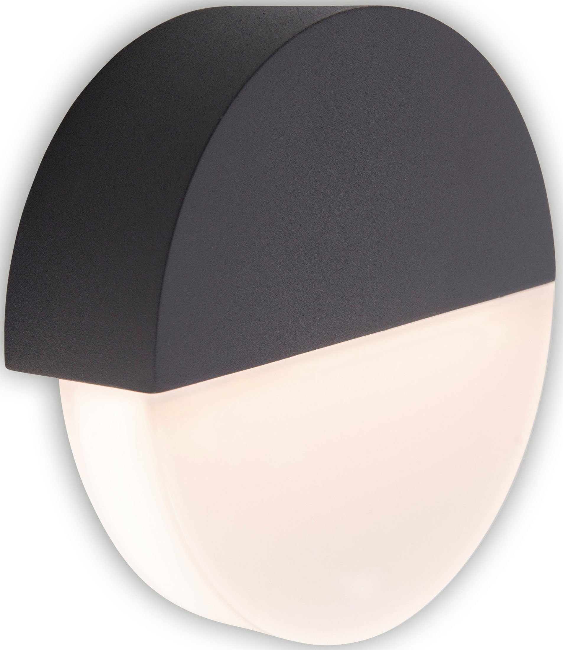 näve Ledwandlamp voor buiten Sobrio Wandlamp, terras, antraciet, Ø: 18 cm, led warmwit (1 stuk) tuinlampen grijs