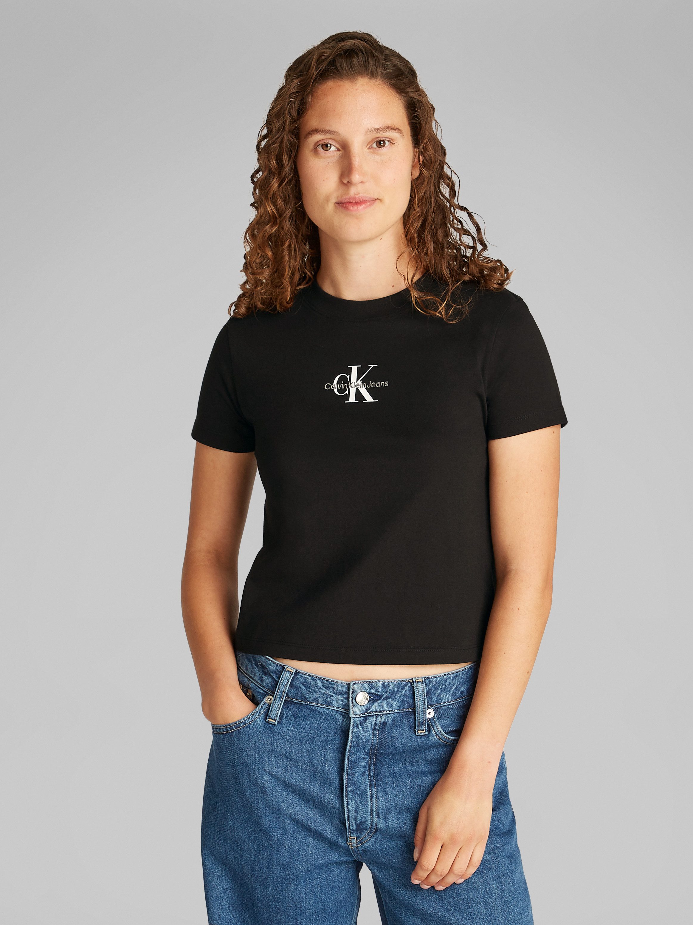 Calvin Klein T-shirt MONOLOGO BABY TEE dames t-shirts maat XL (42) zwart