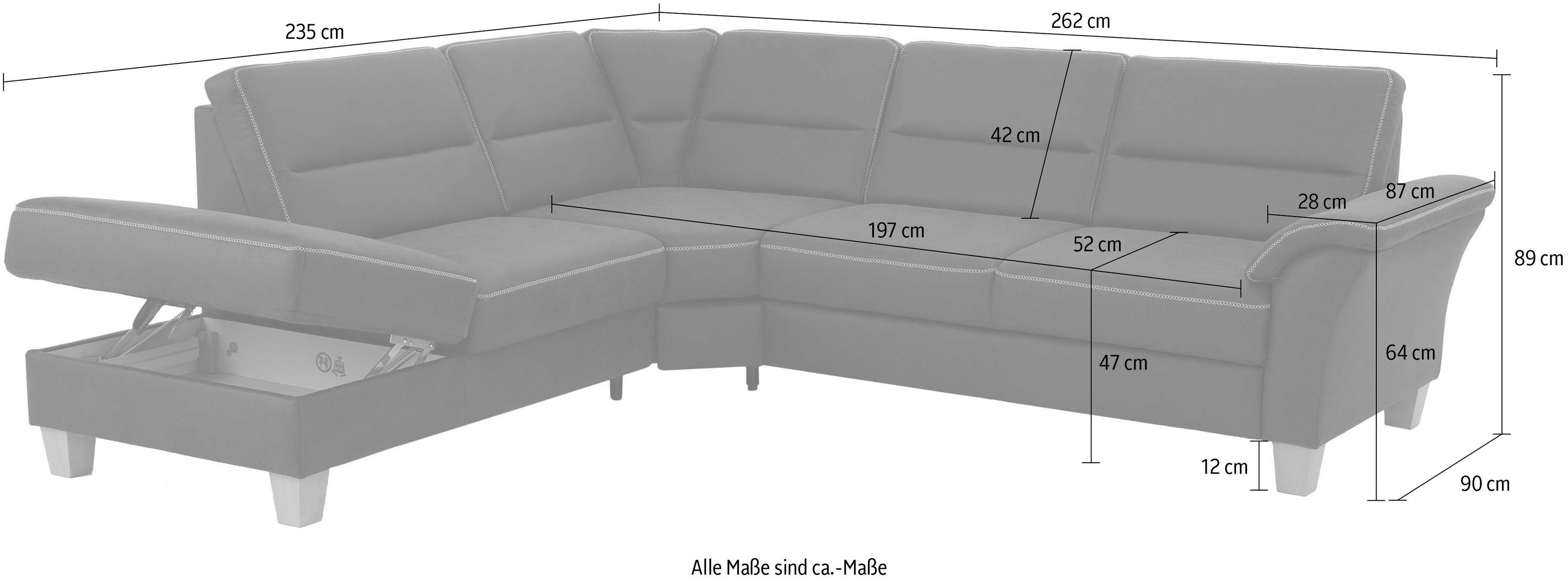 Home affaire Hoekbank Soleo L-model comfortabel door trapezehoek met relaxfunctie, ook met slaapfunctie