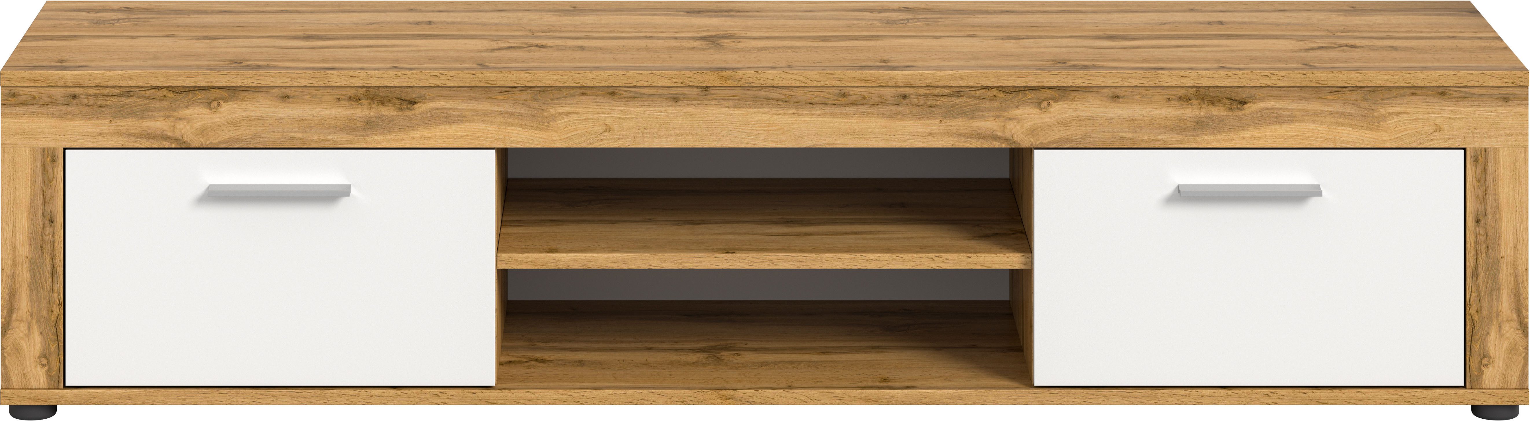 INOSIGN Tv-meubel Aosta, breedte 160 cm, in verschillende kleuruitvoeringen met 2 kleppen en 2 open vakken, tv-bord, mediabord, tv-meubel