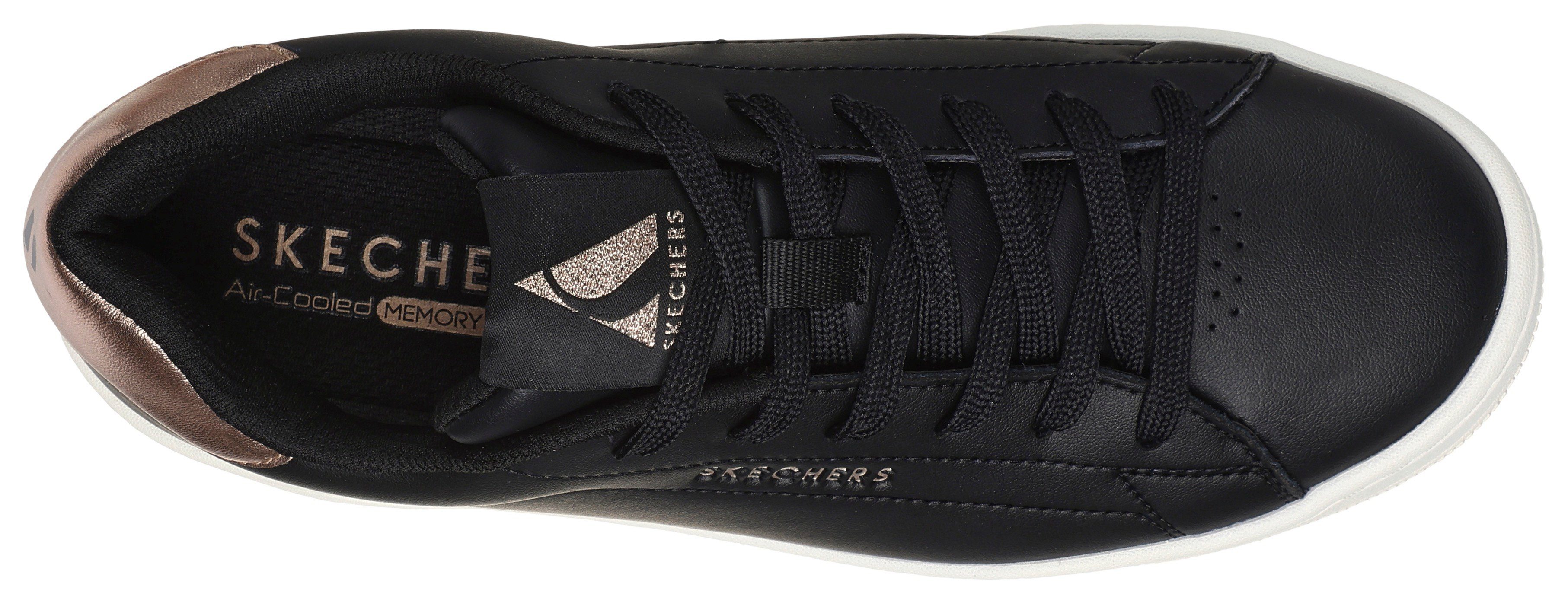 Skechers Sneakers UNO COURT met metallic-applicatie, vrijetijdsschoen, lage schoen, veterschoen