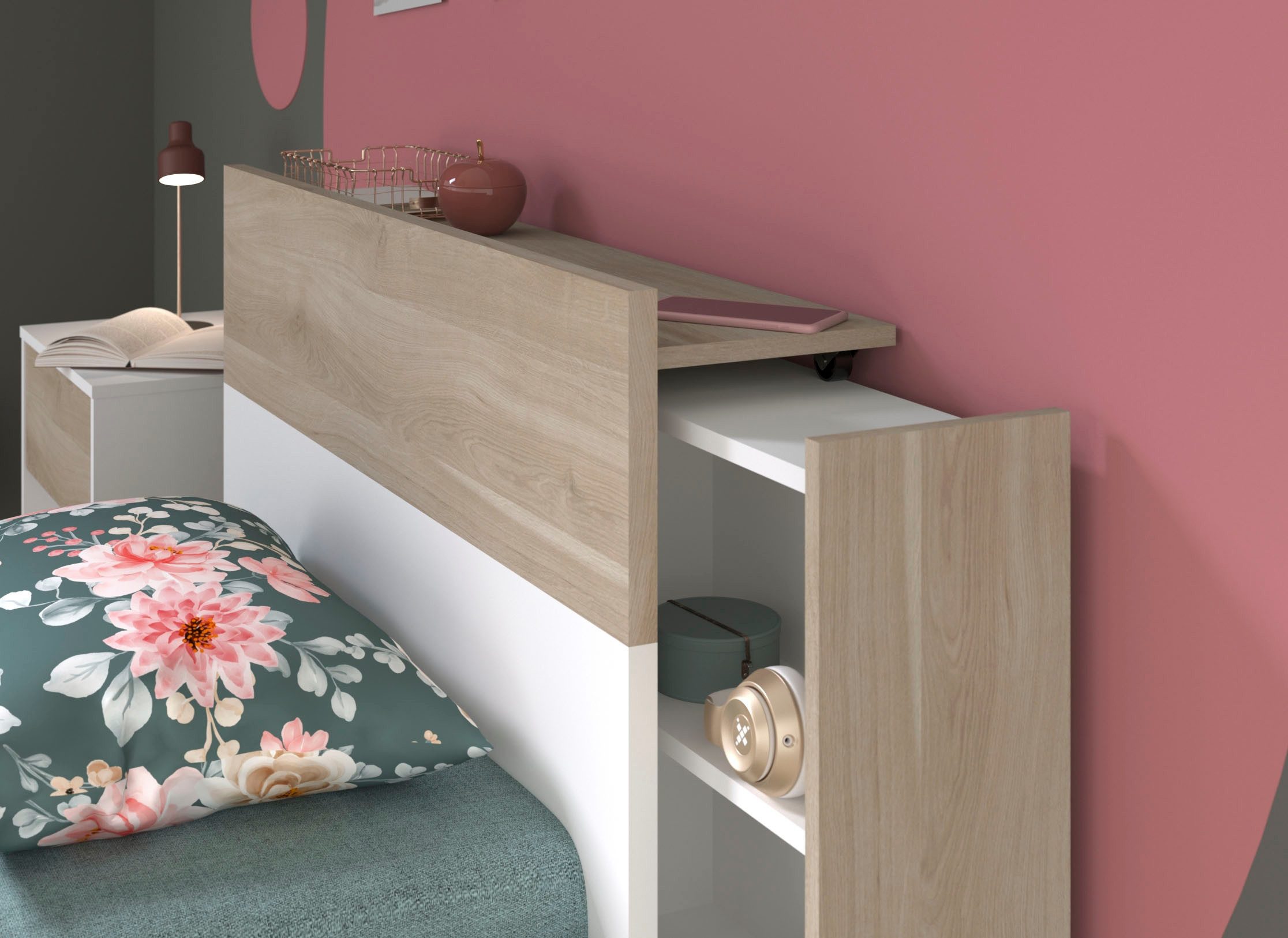 Parisot Tienerkamerset Aalborg 2 uittrekbaar rek aan het bed, veel opbergruimte, mooie uitstraling (set, 4-delig)