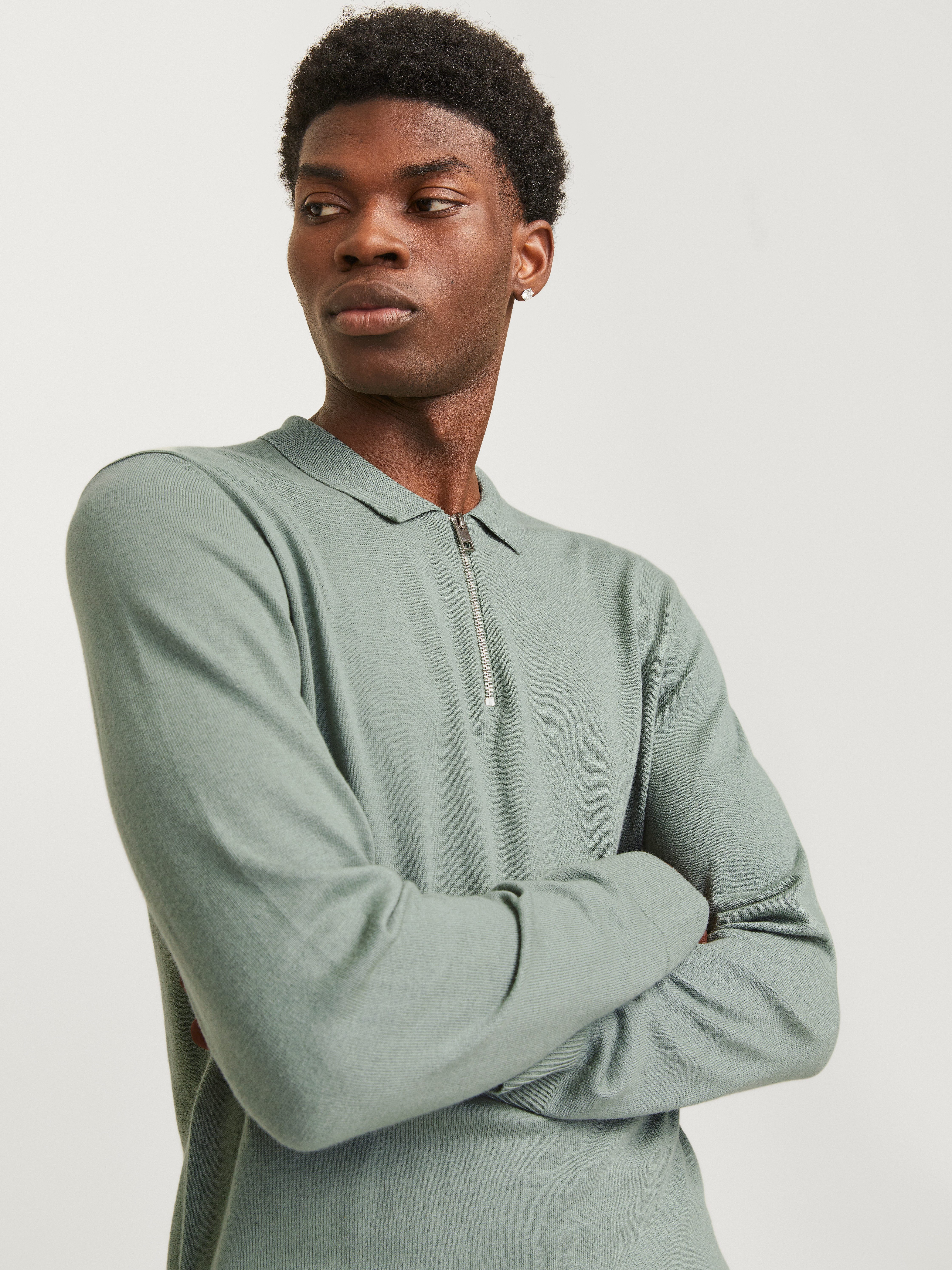 Jack & Jones Trui met polokraag JJEEMIL KNIT POLO HALF ZIP LS NOOS
