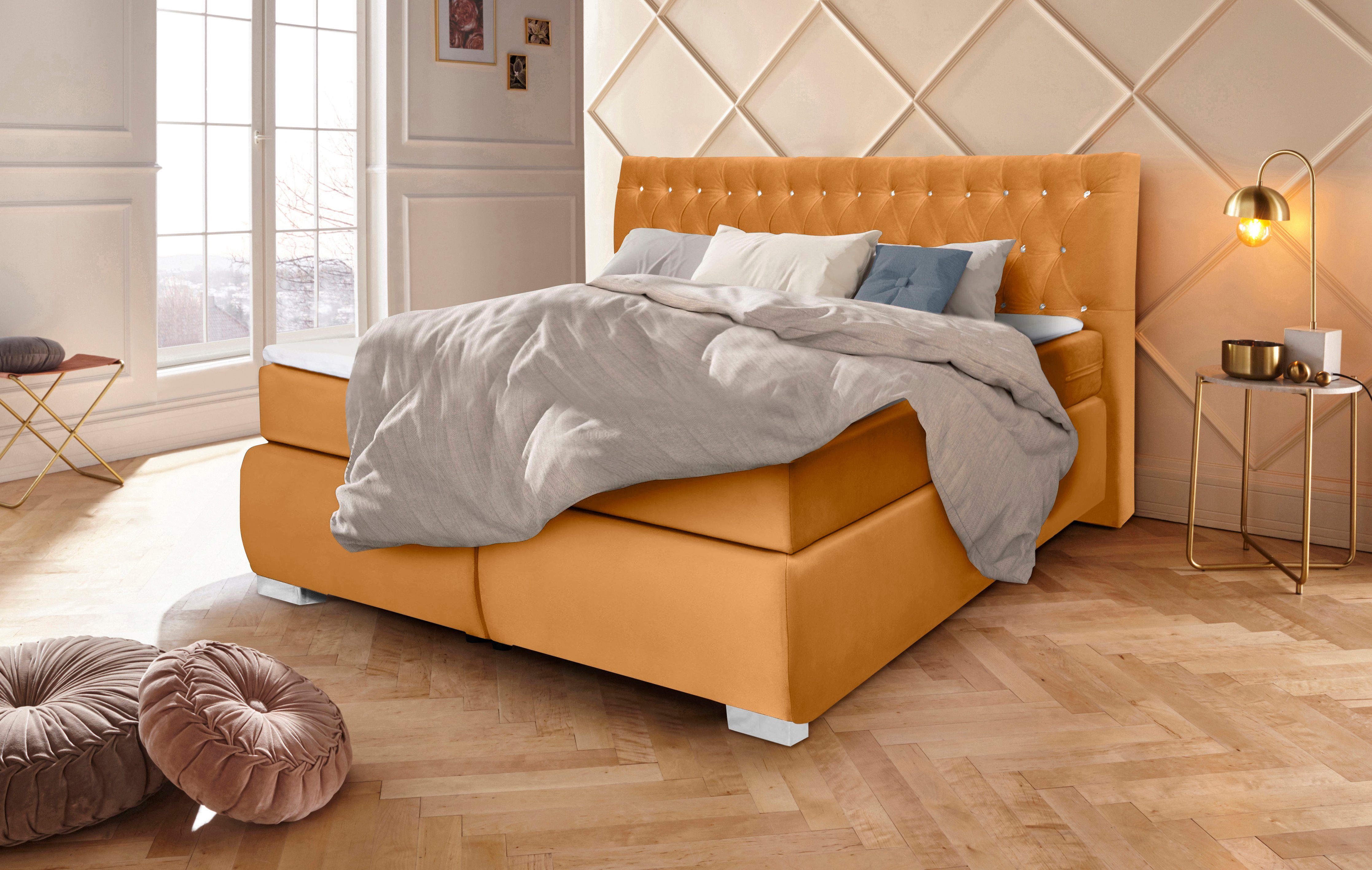 Leonique Boxspring Rumba Pocketveringsmatras in hardheid 3, in 4 breedten, incl. topmatras boxsprings geel