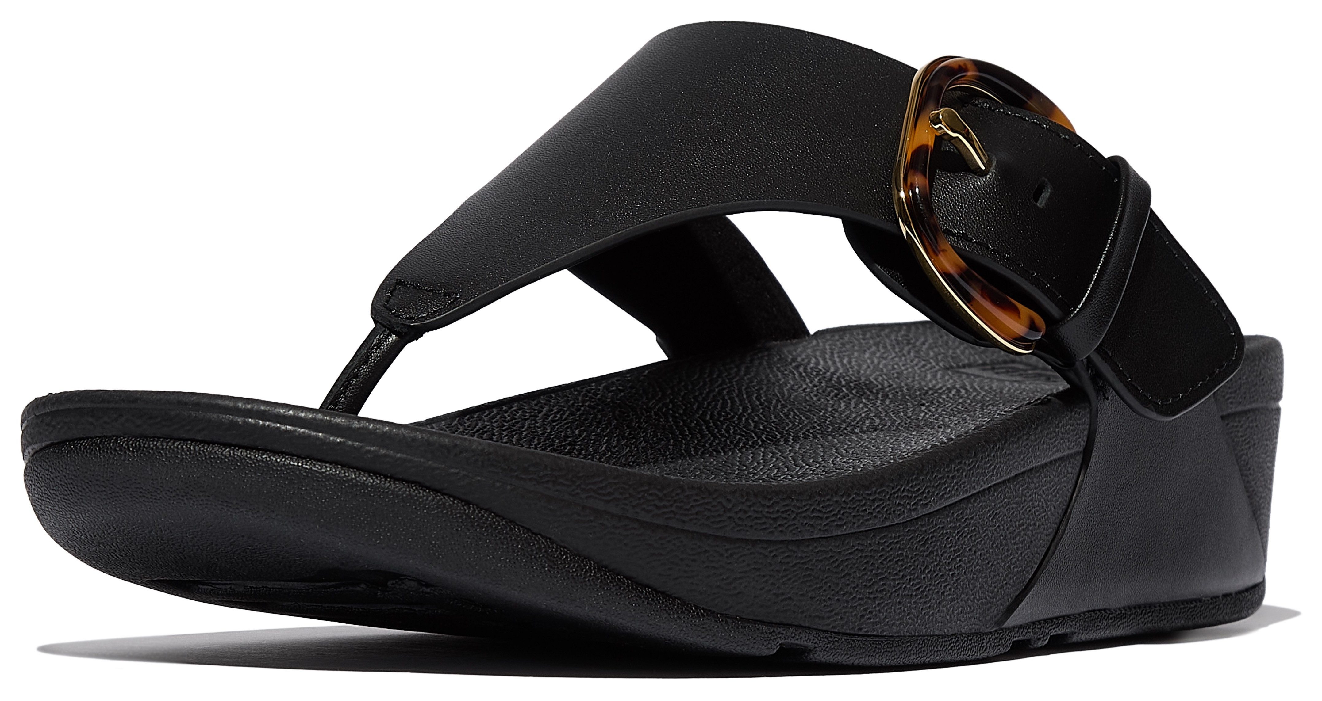 Fitflop Teenslippers LULU RESIN-BUCKLE LEATHER TOE-POST SANDALS