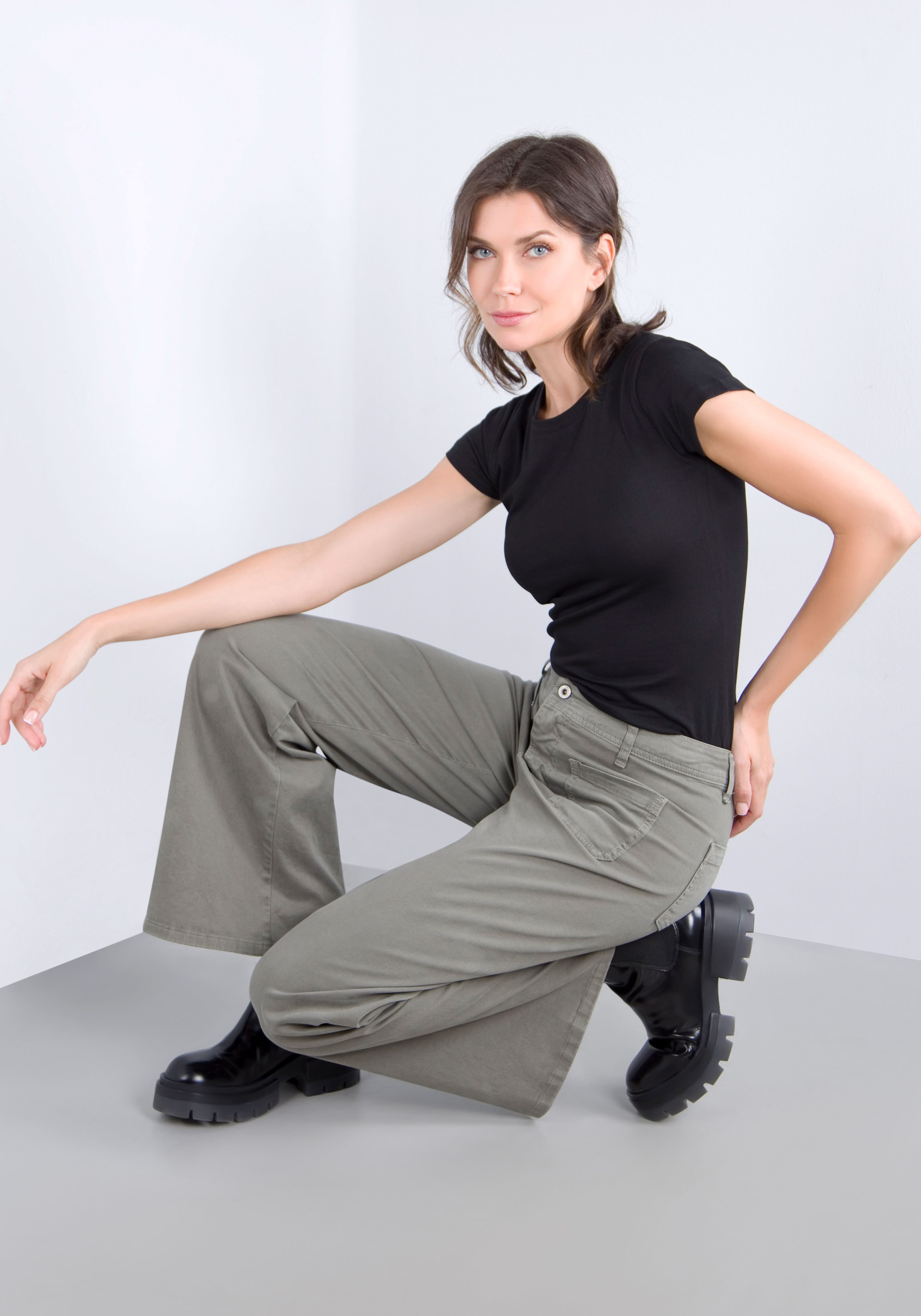Please Jeans Broek met wijde pijpen van hoogwaardige katoenmix met stretch