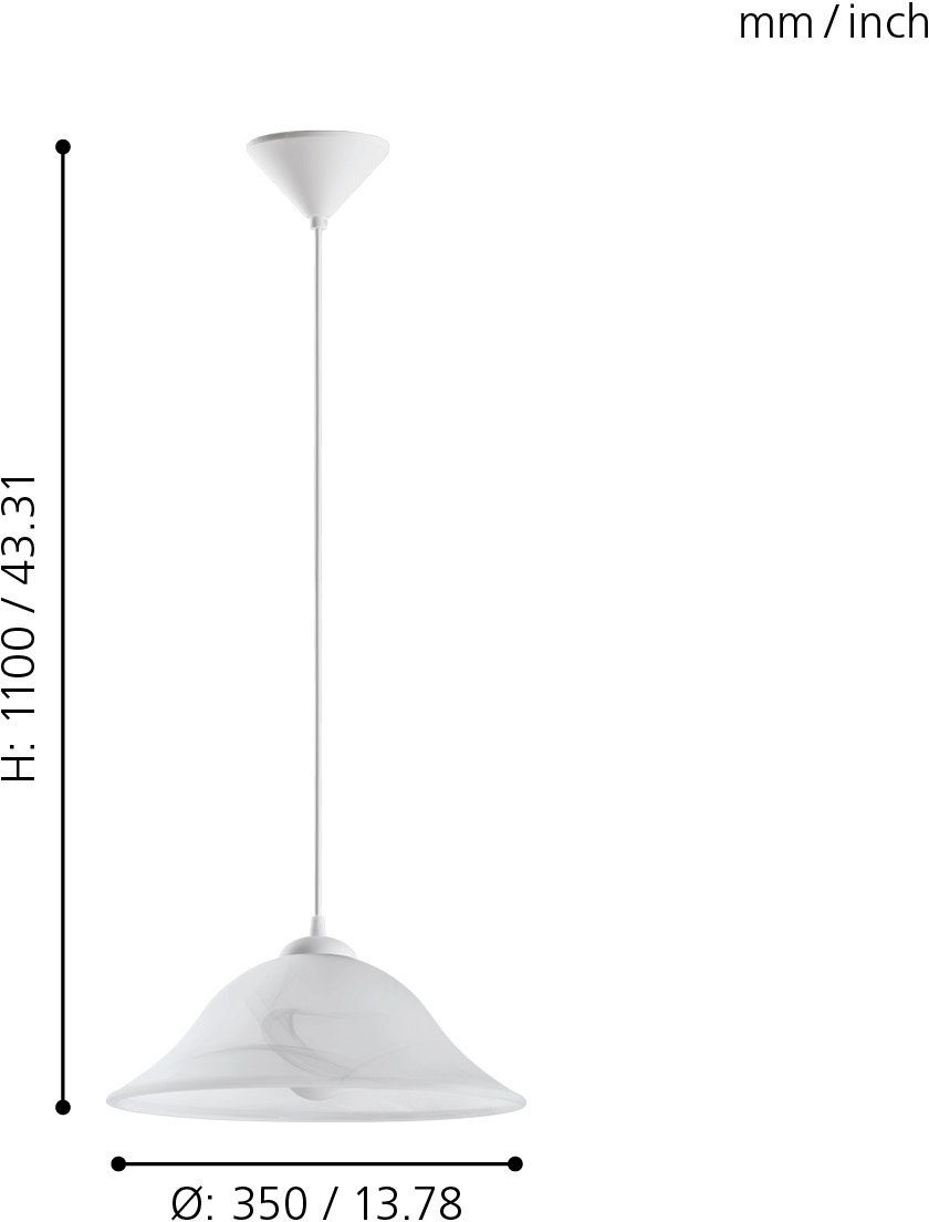 EGLO Hanglamp Albany wit / ø35 x h110 cm / excl. 1x e27 (elk max. 60 w) / eettafel / keuken (1 stuk)