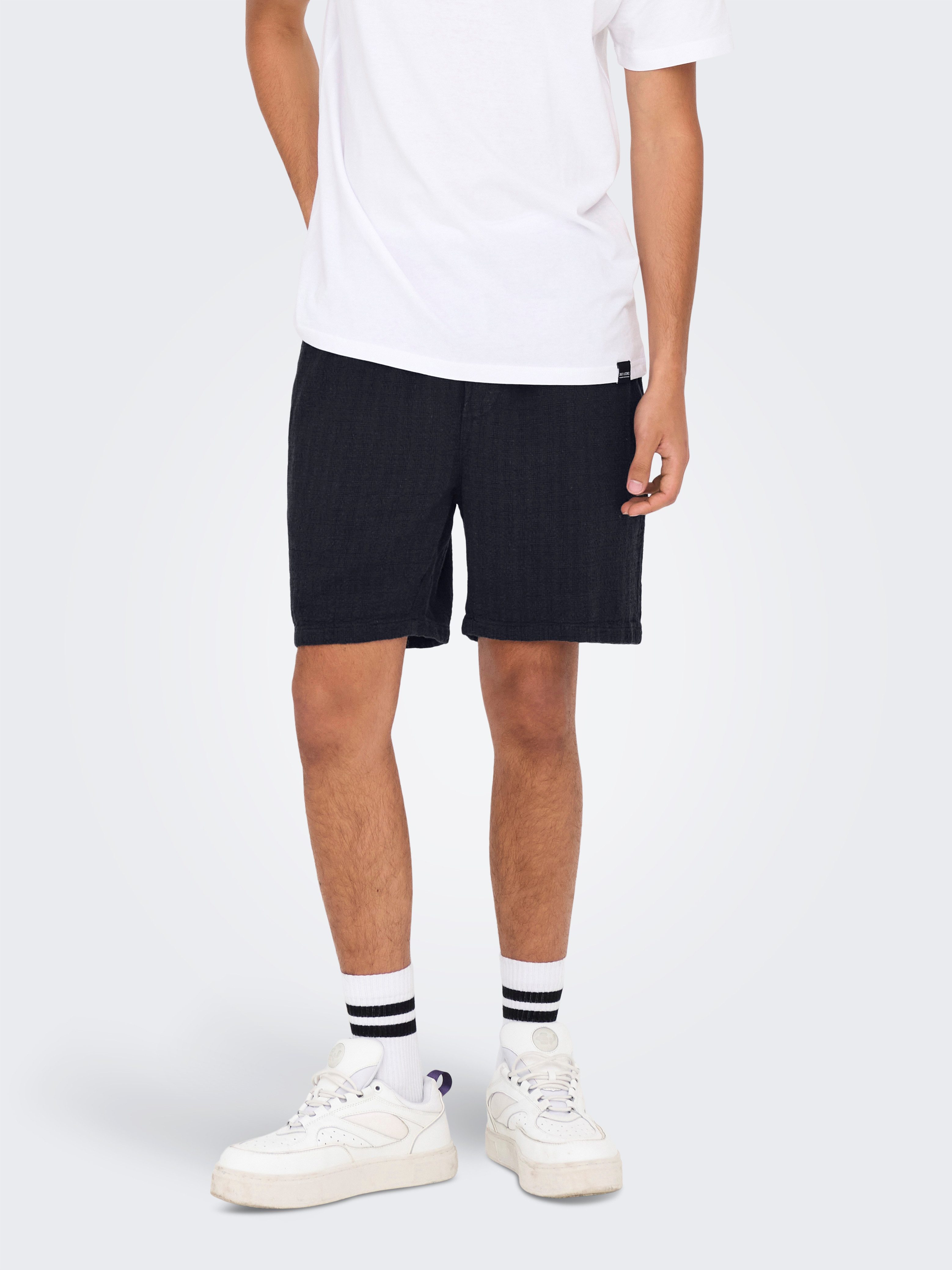 ONLY & SONS Short ONSTEL LINEN LATHAM 0257 SHORTS heren bermuda broeken maat L blauw