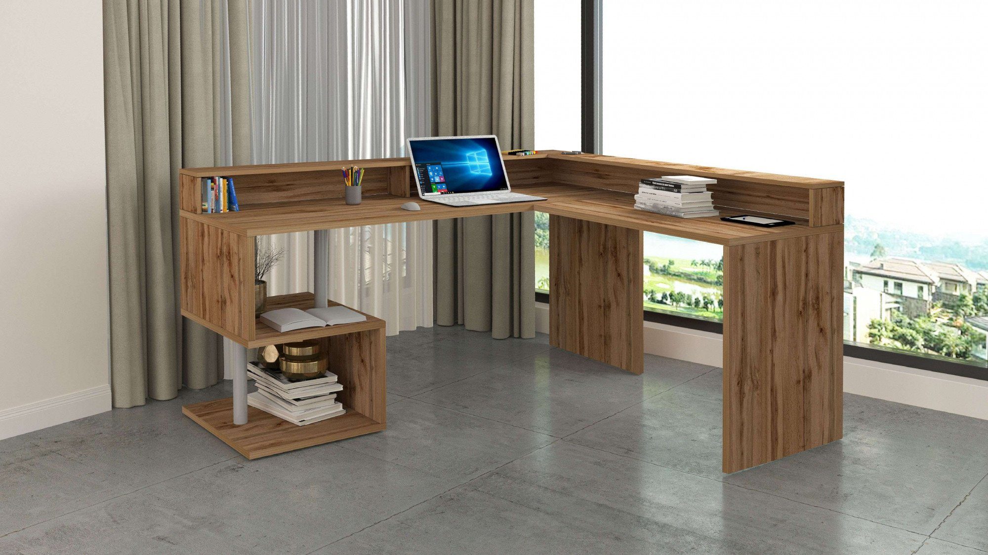 INOSIGN Hoekbureau Esse, Bureau in modern design met of zonder monitorsteun breedte 180/160 cm, made in italy