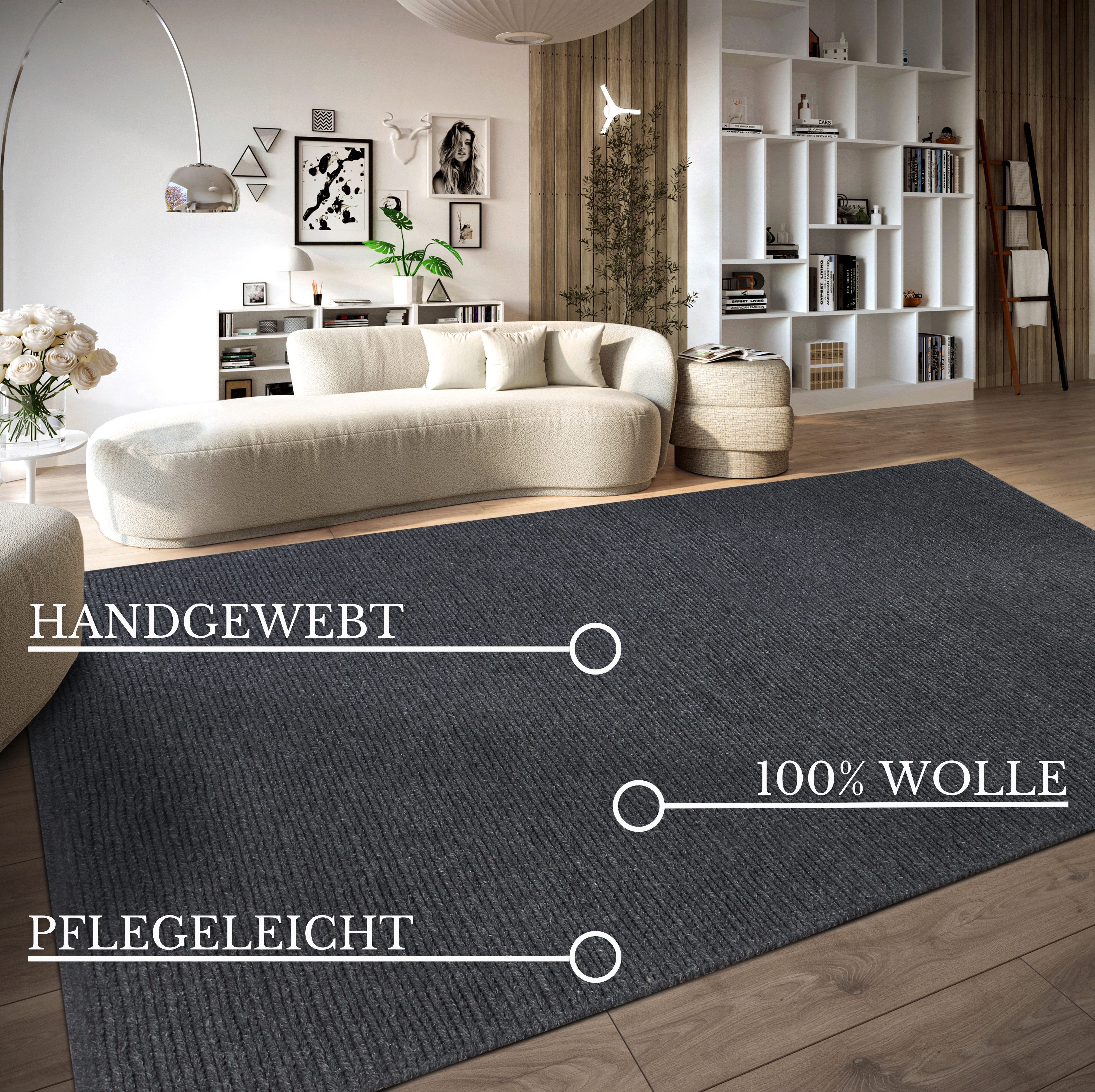 Villeroy & Boch Wollen kleed Francois in rond, ovaal, loper, handgeweven, wol, woonkamer, slaapkamer