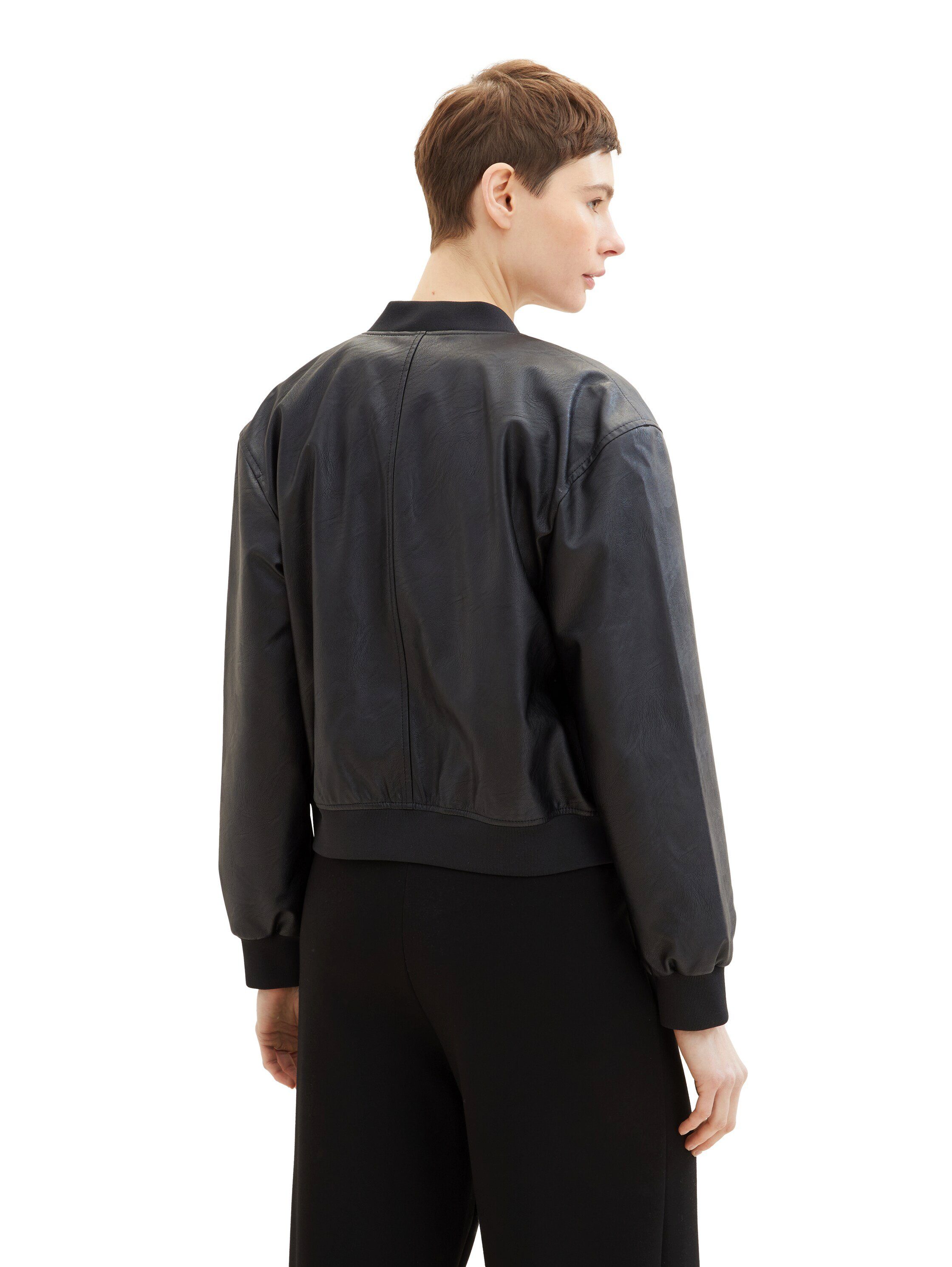 Tom Tailor Denim Blouson Bomberjack van kunstleer met insteekzakken