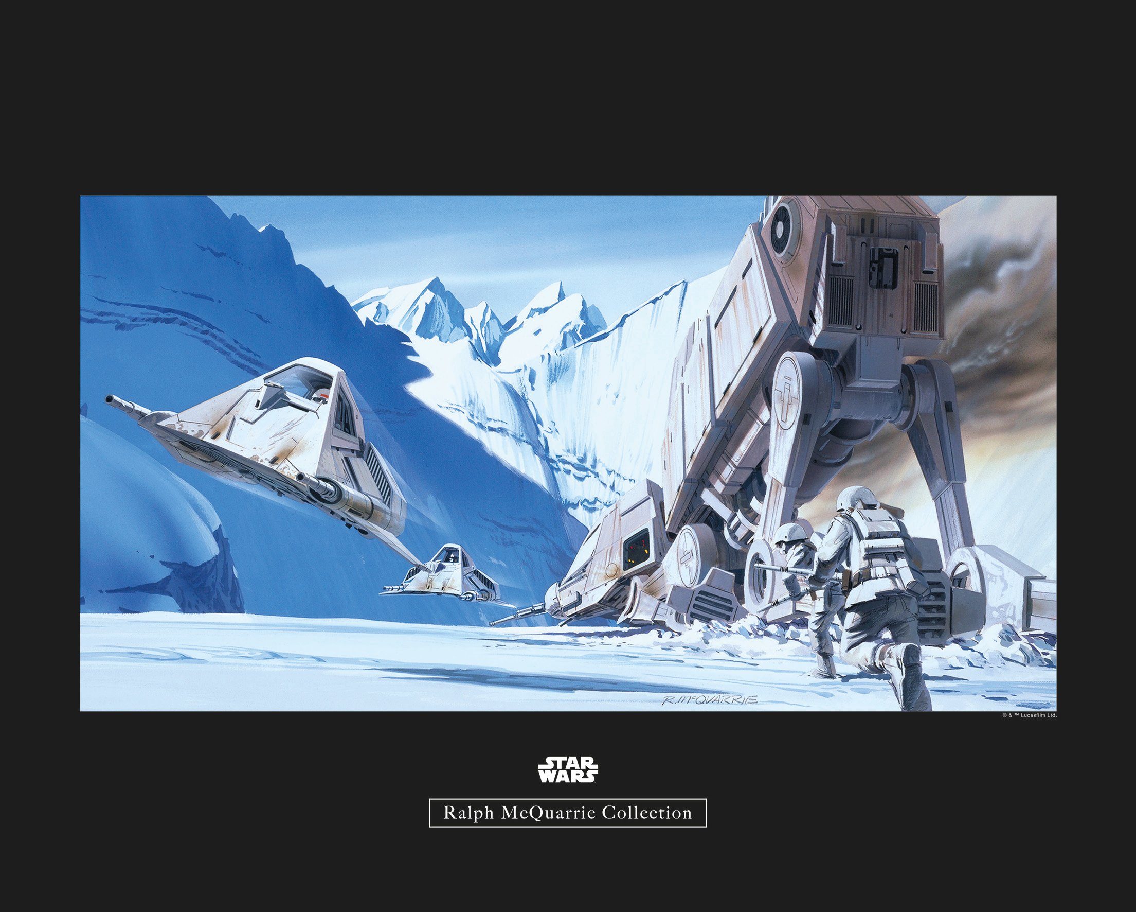 Komar Wanddecoratie Star Wars Classic RMQ Hoth Battle Snowspeeder Wanddecoratie voor de kinderkamer - zonder lijst (1 stuk) schilderijen maat 50 cm x
