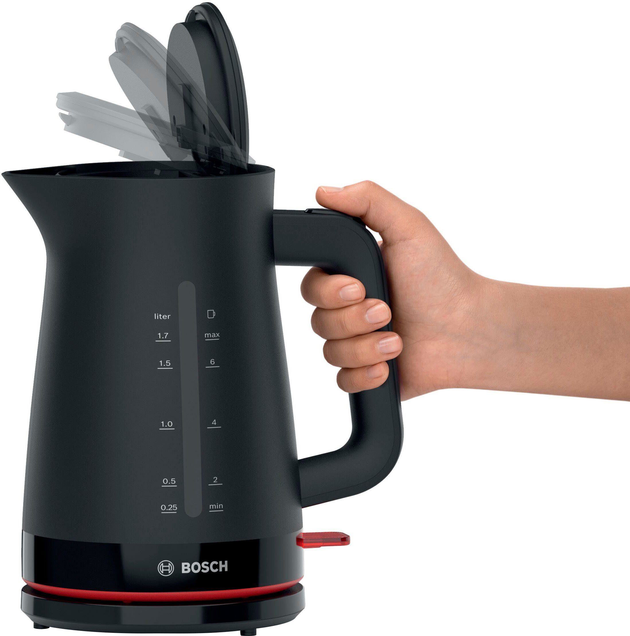 BOSCH Waterkoker MyMoment TWK3M123, 1,7 l, Automatische uitschakeling, kopjesweergave, aan beide kanten waterniveauaanduiding