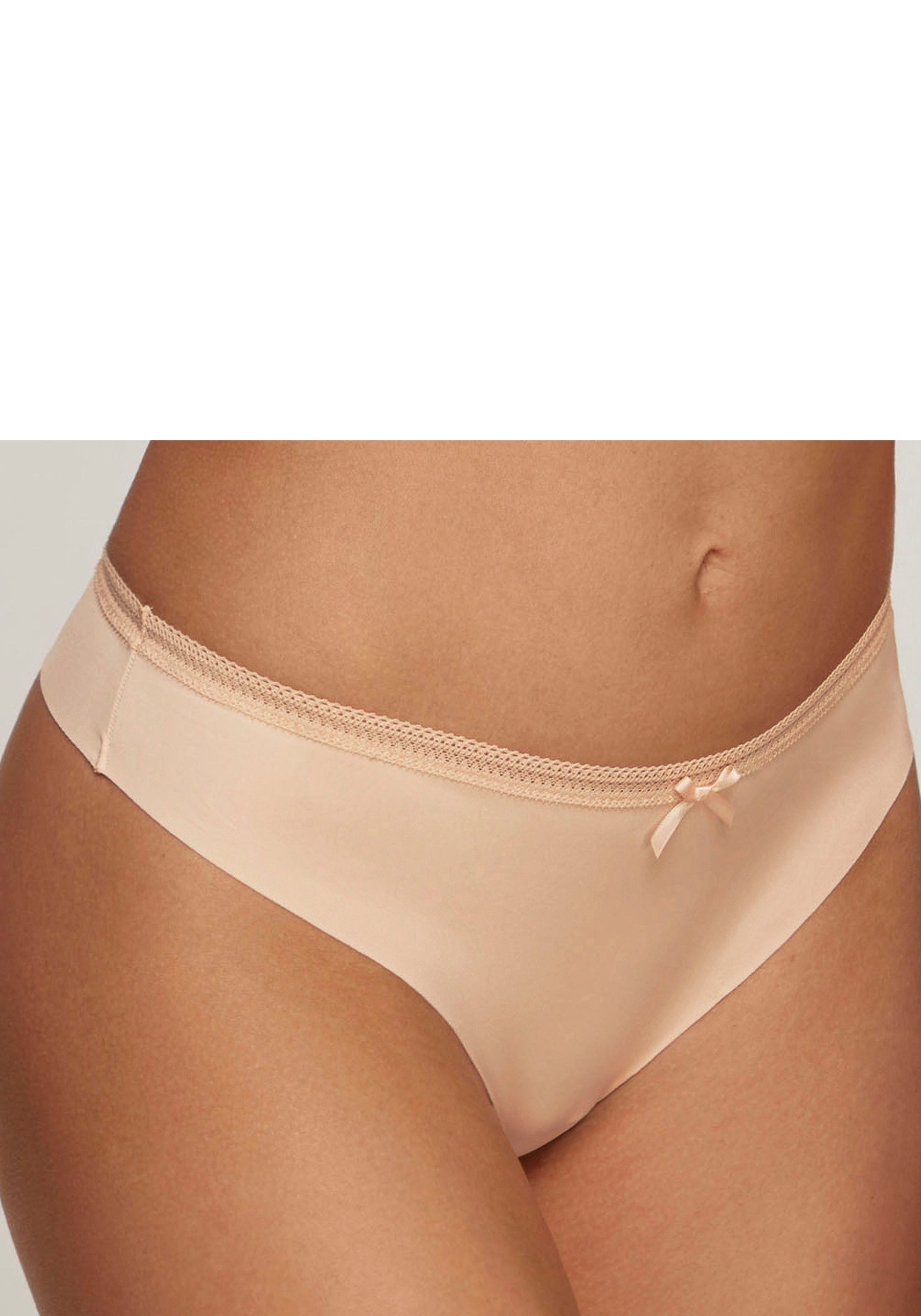 s.Oliver RED LABEL Beachwear String SEAMLESS met naadloze verwerking en mooie kant-bies dames strings maat 36/38 beige